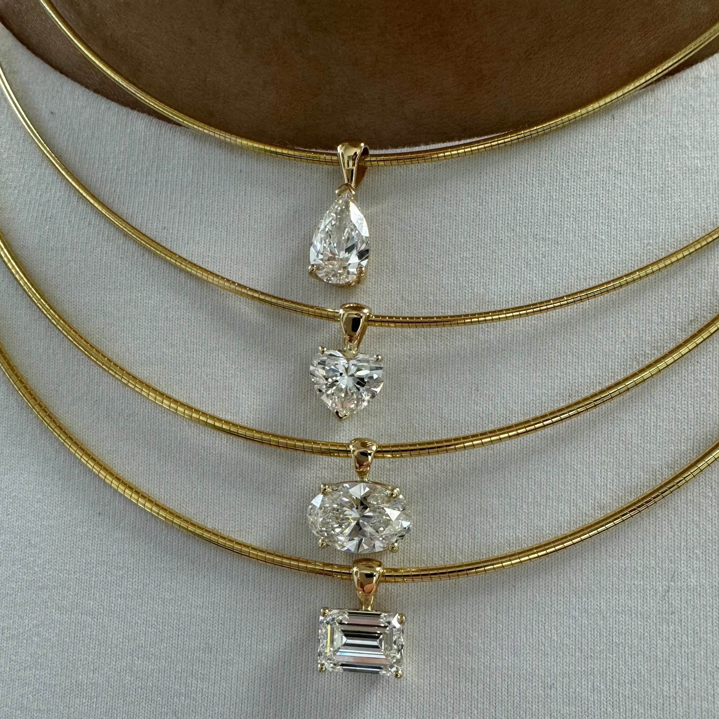 Omega Chain Necklace with Diamond Pendant
