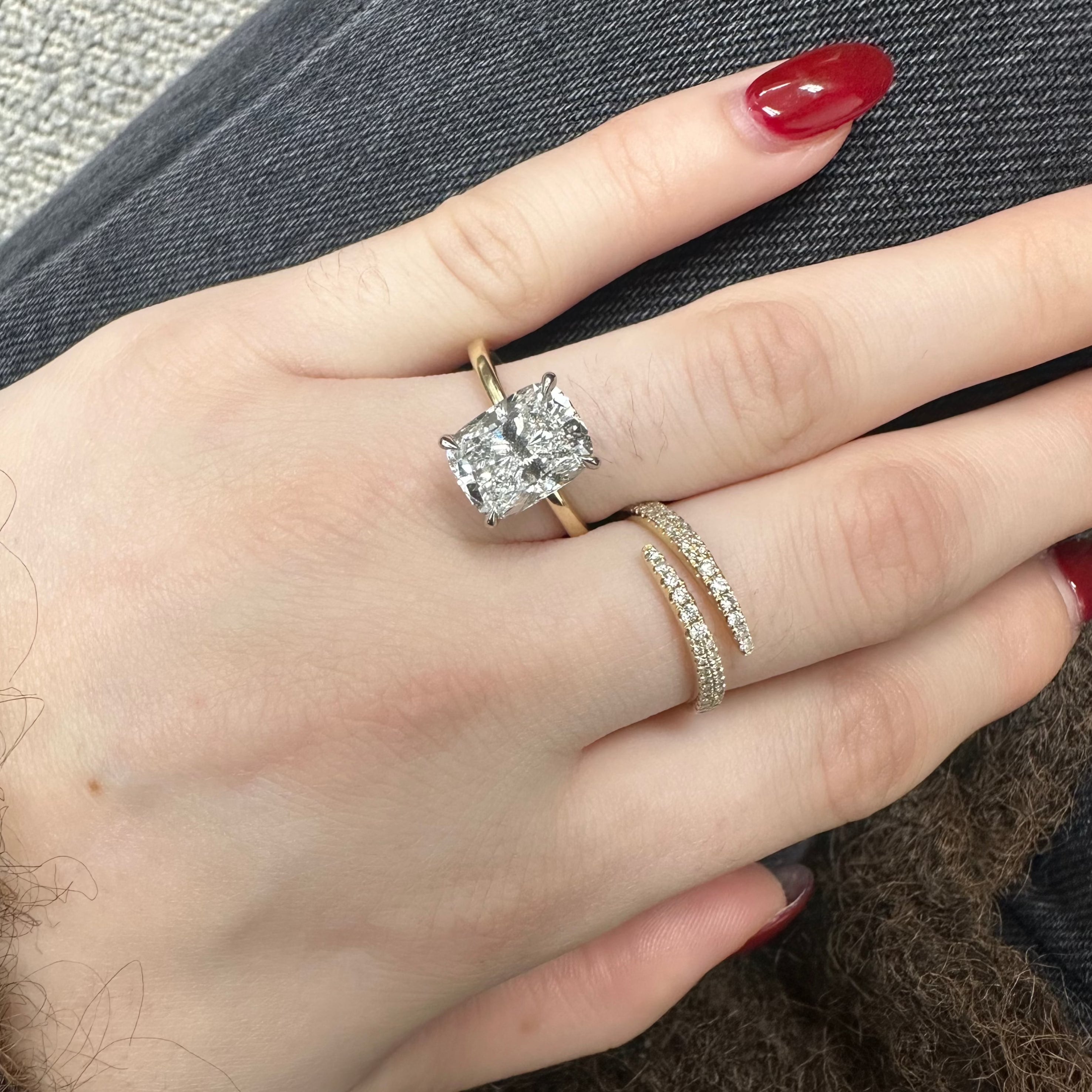 3.50 Carat Elongated Cushion Cut Diamond Engagement Ring