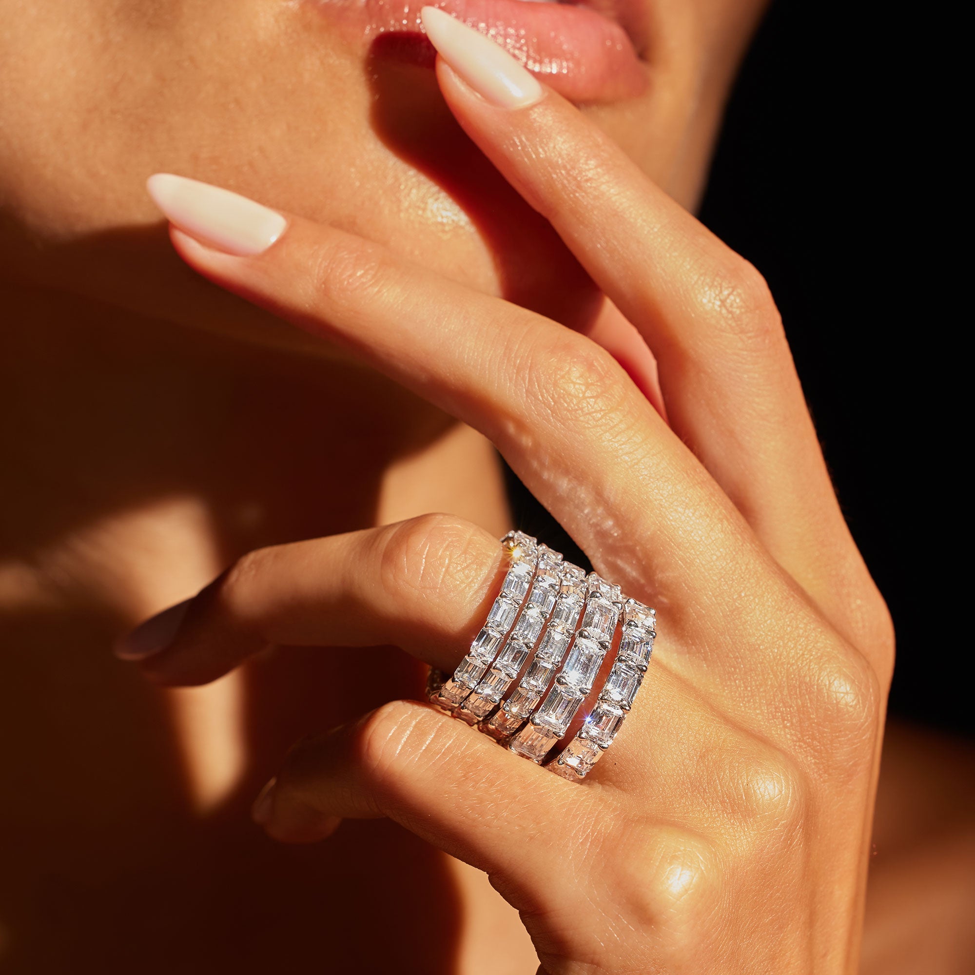 Olivia East-West Emerald Lab Diamond Eternity Band