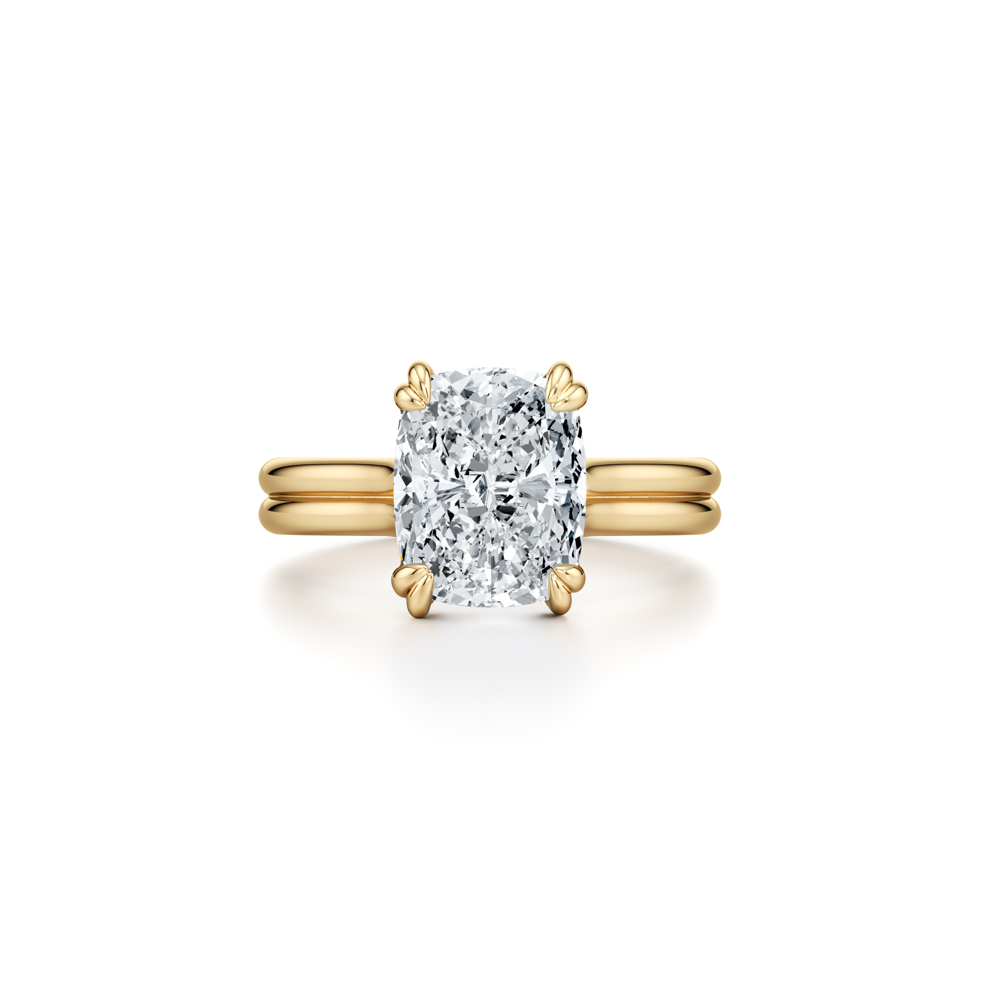 Precious Metal:18k Yellow Gold;Cut Shape:Elongated Cushion