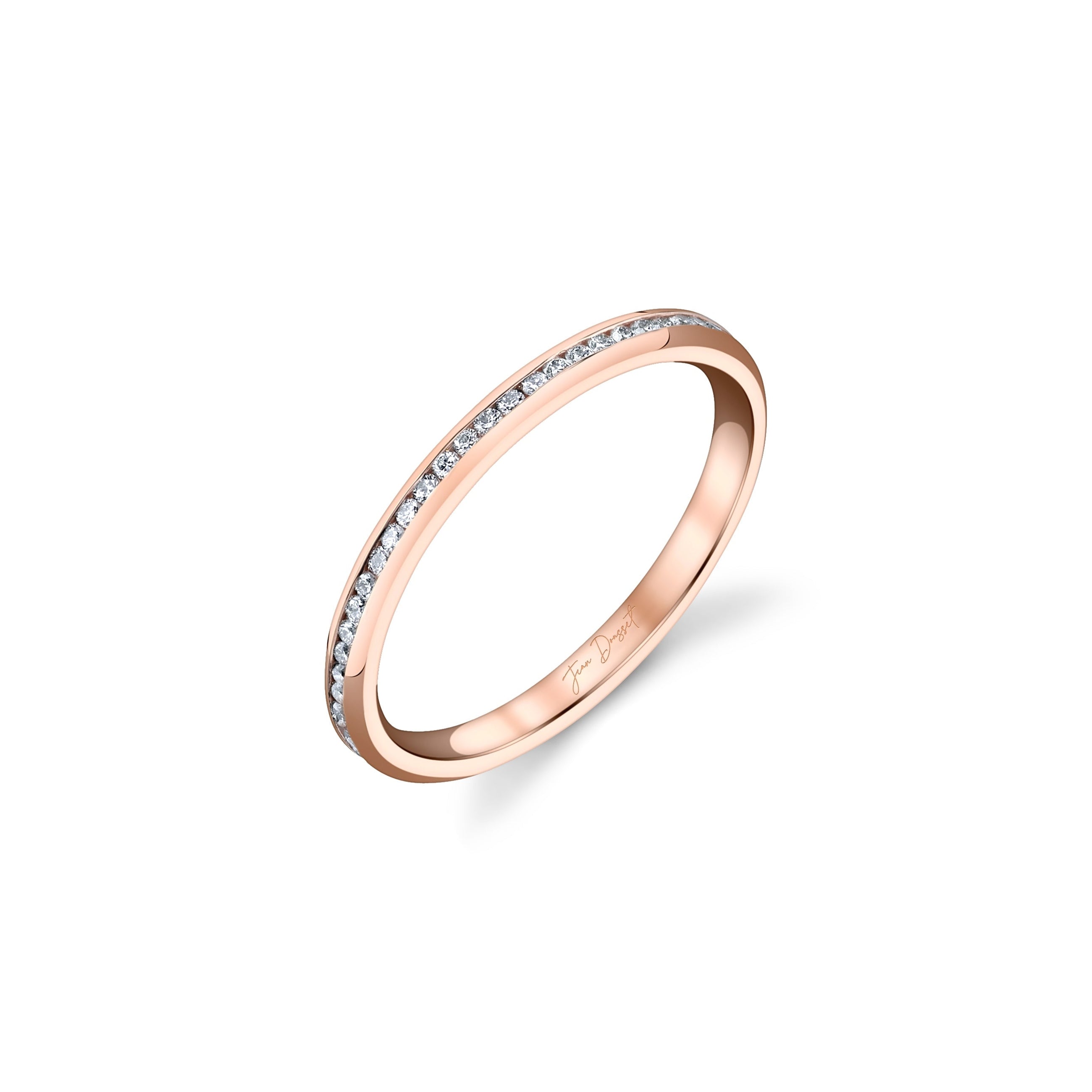 Mini Channel Lab Diamond Eternity Band 18k Rose Gold  3/4 View|Precious Metal:18k Rose Gold;
