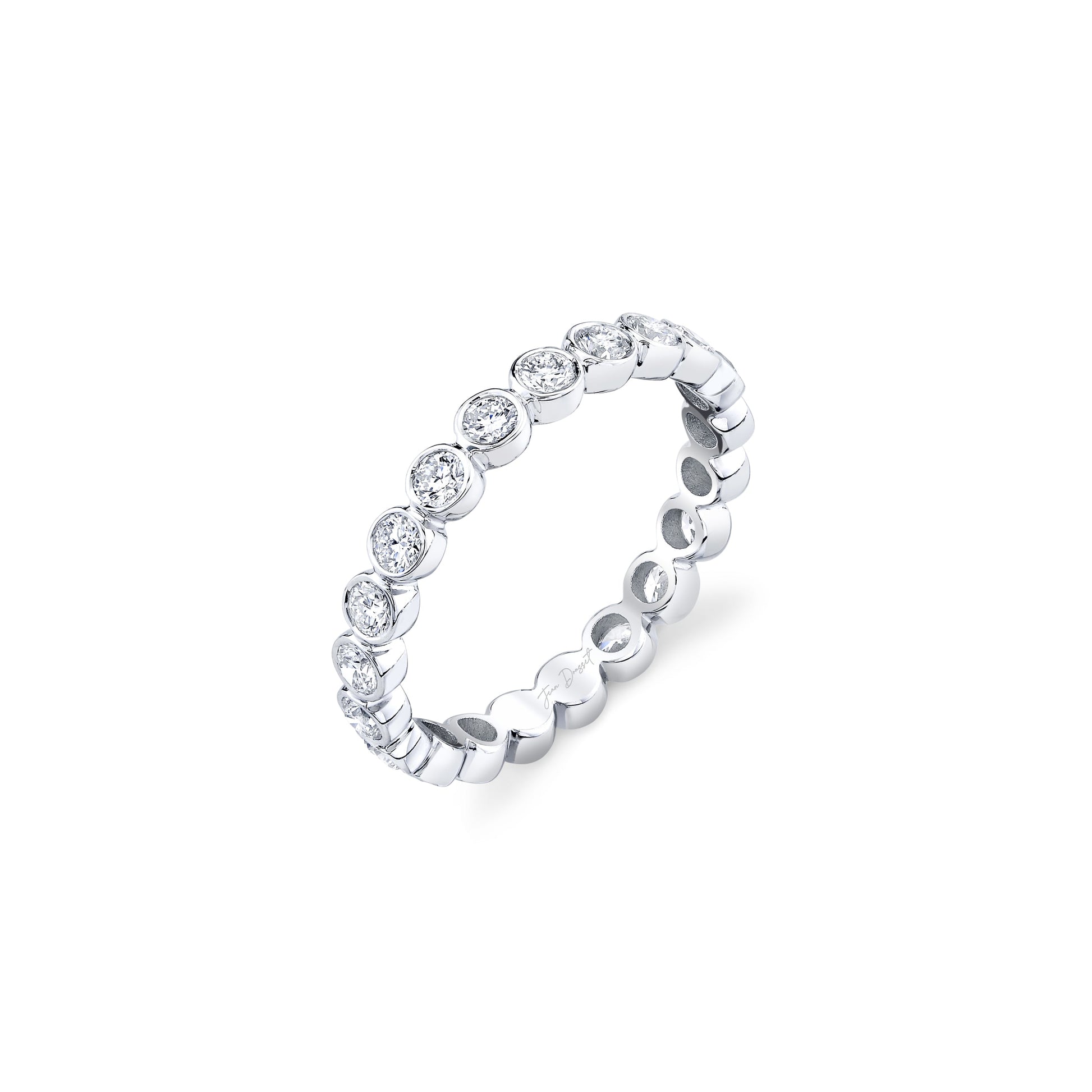 Mini Bezel Lab Diamond Eternity Band 18k White Gold  3/4 View|Precious Metal:18k White Gold;