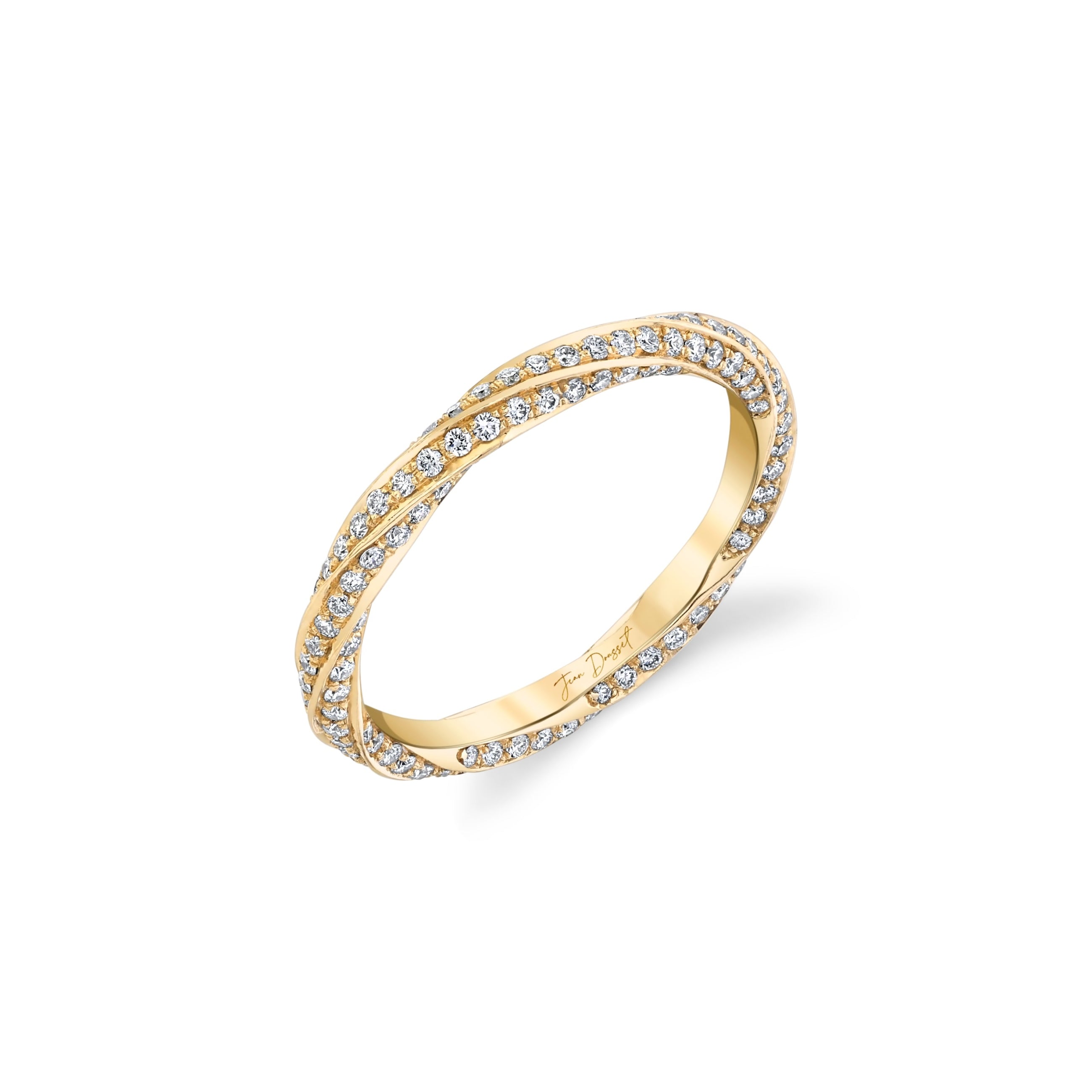 Mini Twist Lab Diamond Eternity Band 18k Yellow Gold  3/4 View|Precious Metal:18k Yellow Gold;