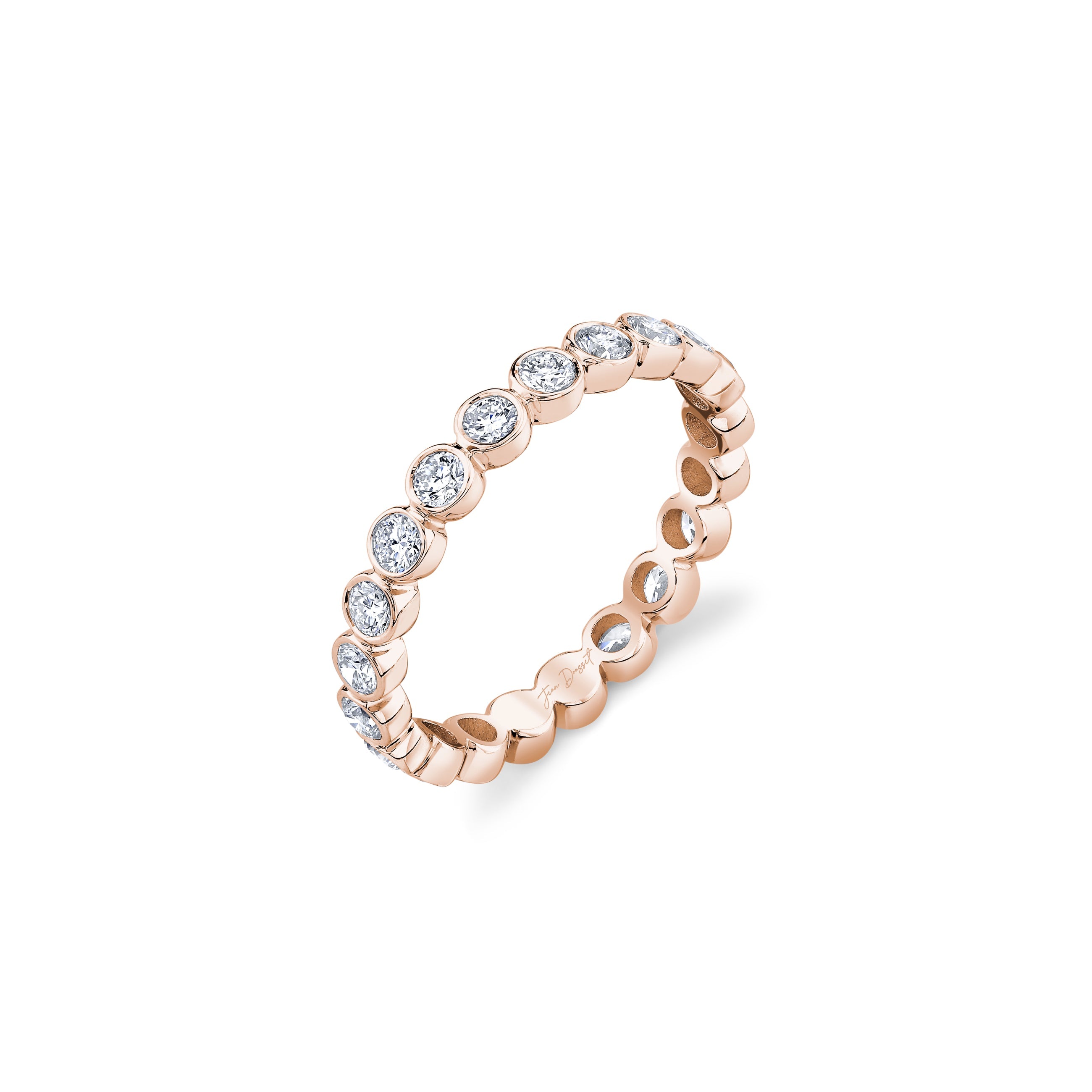 Mini Bezel Lab Diamond Eternity Band 18k Rose Gold  3/4 View|Precious Metal:18k Rose Gold;