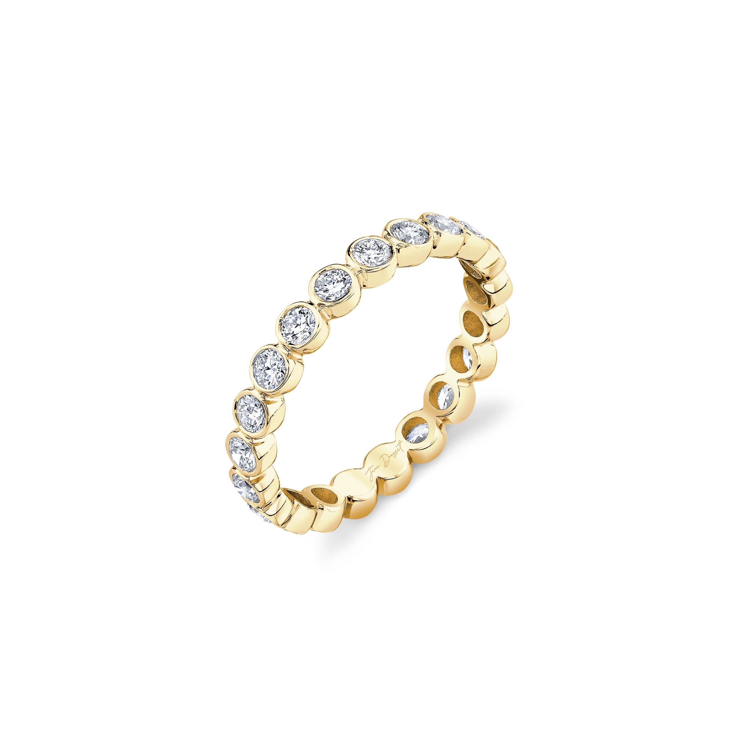 Mini Bezel Lab Diamond Eternity Band 18k Yellow Gold  3/4 View|Precious Metal:18k Yellow Gold;