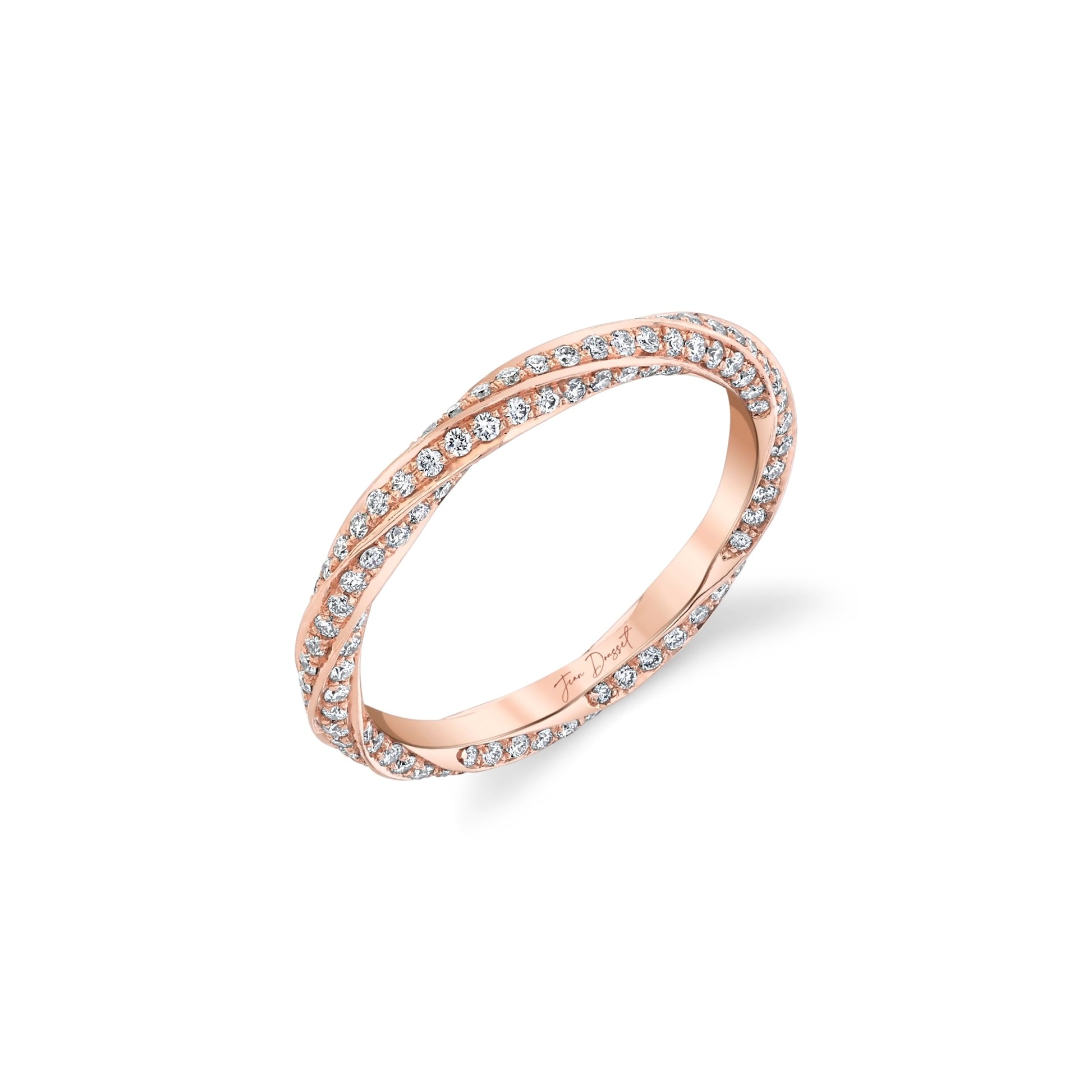 Mini Twist Lab Diamond Eternity Band 18k Rose Gold  3/4 View|Precious Metal:18k Rose Gold;