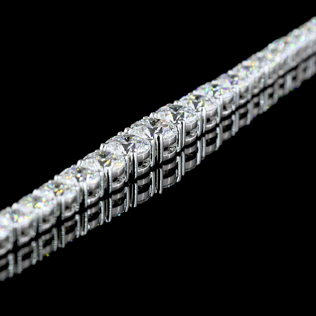 10.21 Cts 14K WHITE GOLD Round Shape Riviera Necklace