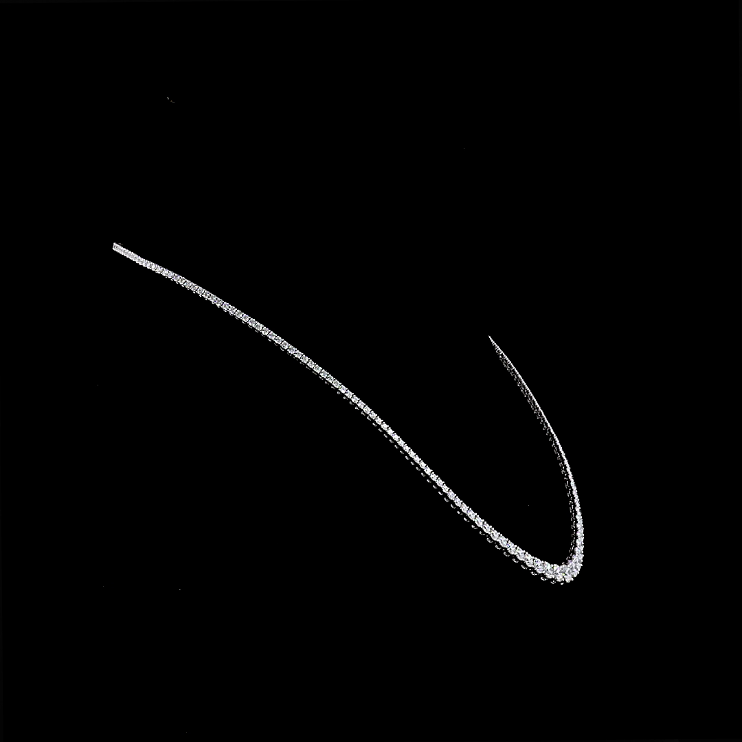 6.97 Cts 14K WHITE GOLD Round Shape Riviera Necklace