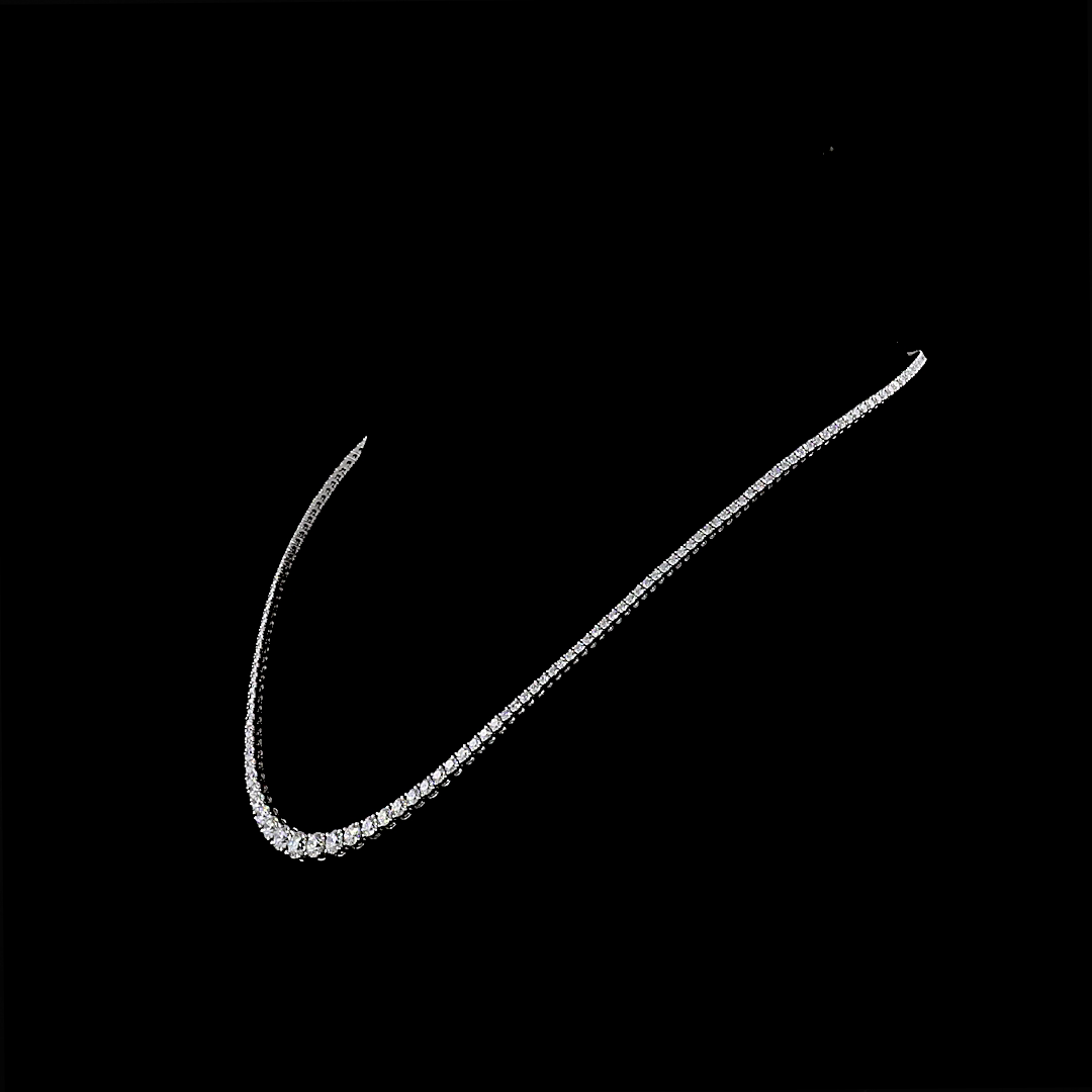 6.97 Cts 14K WHITE GOLD Round Shape Riviera Necklace
