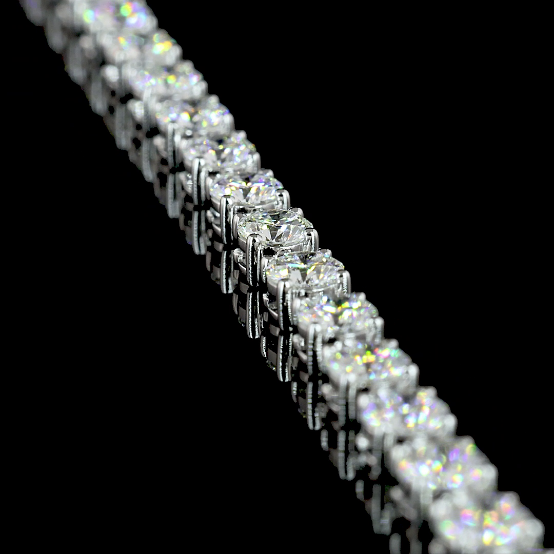 11.75 Cts 14K WHITE GOLD Round Shape Lariat Necklace