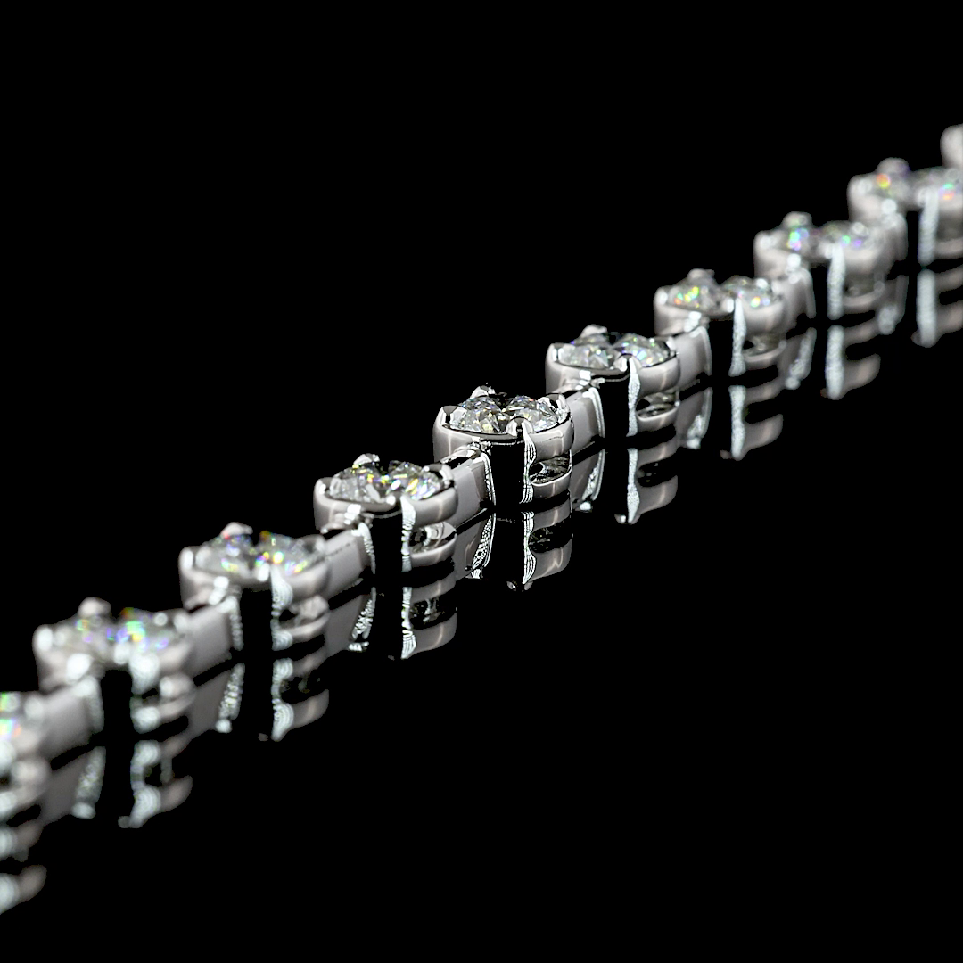 8.68 Cts 14K WHITE GOLD Round Shape Lariat Necklace