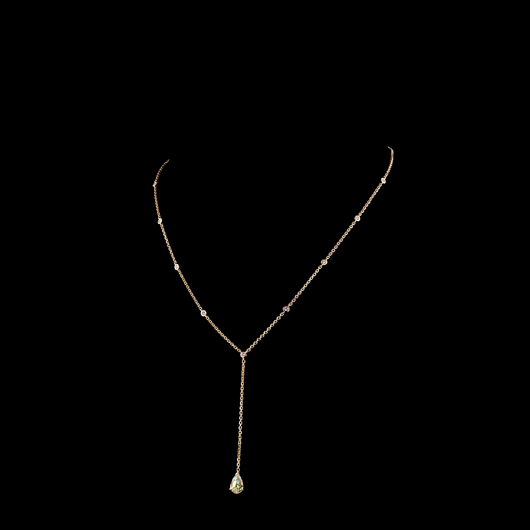 1.24 Cts 14K ROSE GOLD MIX Shape Lariat Necklace