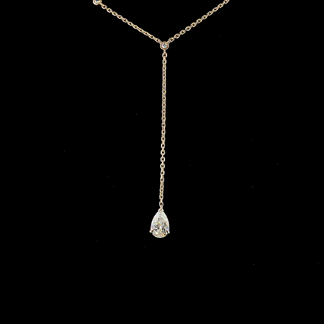 1.24 Cts 14K ROSE GOLD MIX Shape Lariat Necklace