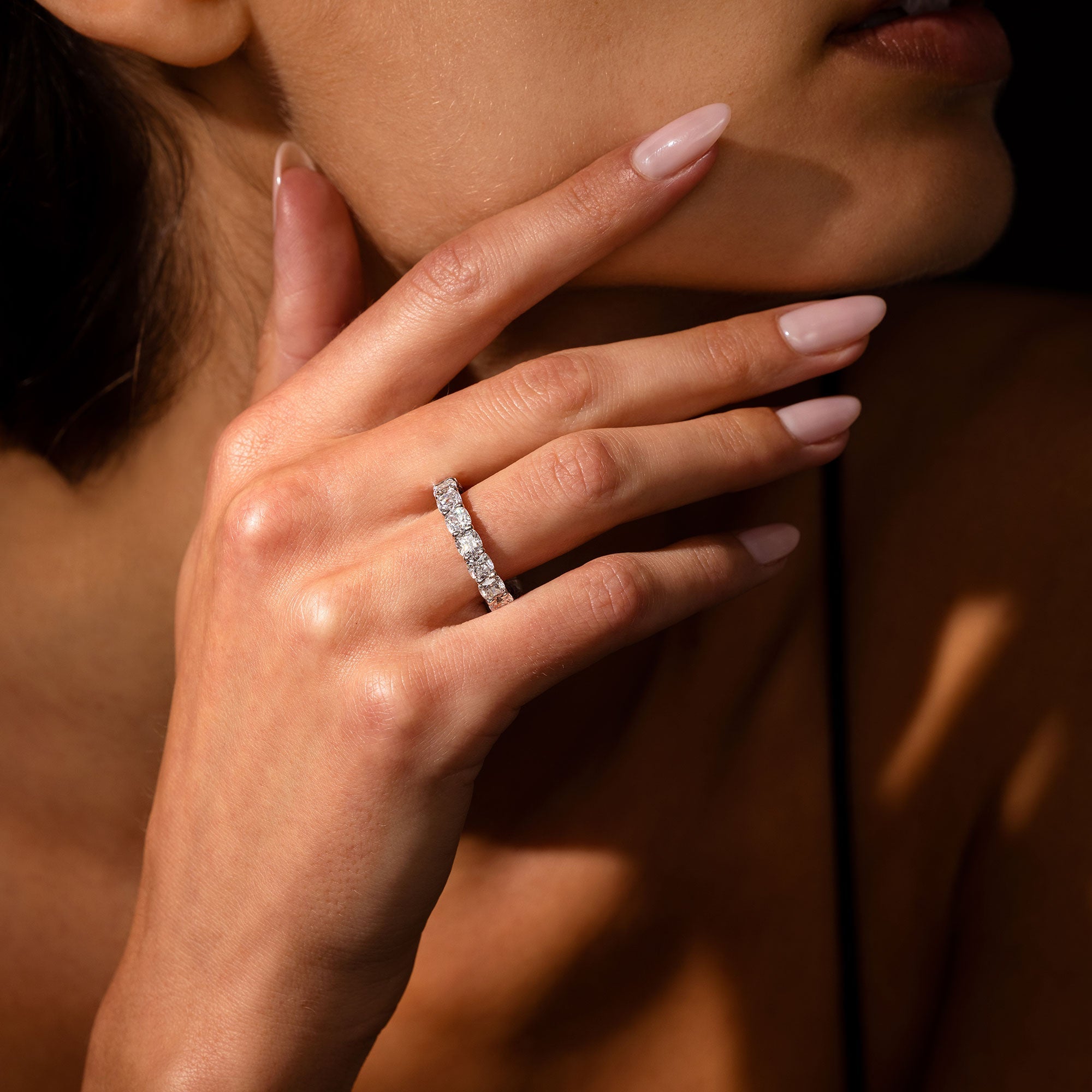 Olivia Cushion Lab Diamond Eternity Band
