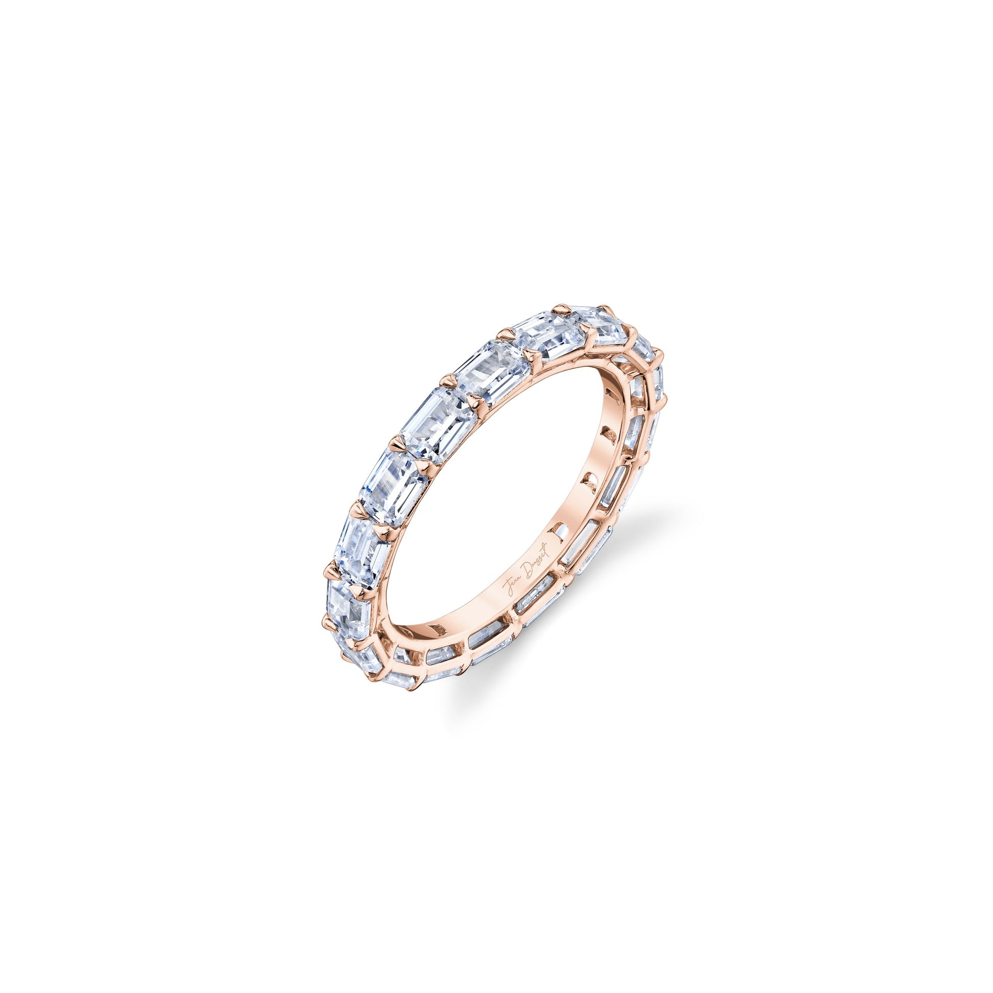 Precious Metal:18k Rose Gold;Cut Shape:Emerald;Total Carat Weight:2.7 CTW,4.2 CTW