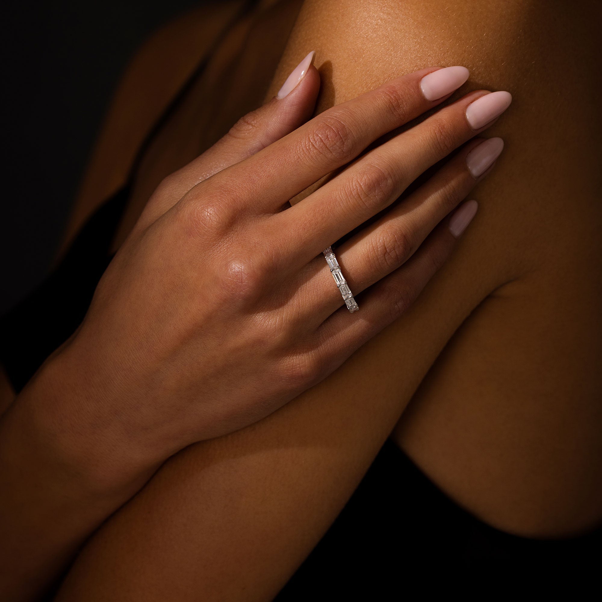 Olivia East-West Emerald Lab Diamond Eternity Band