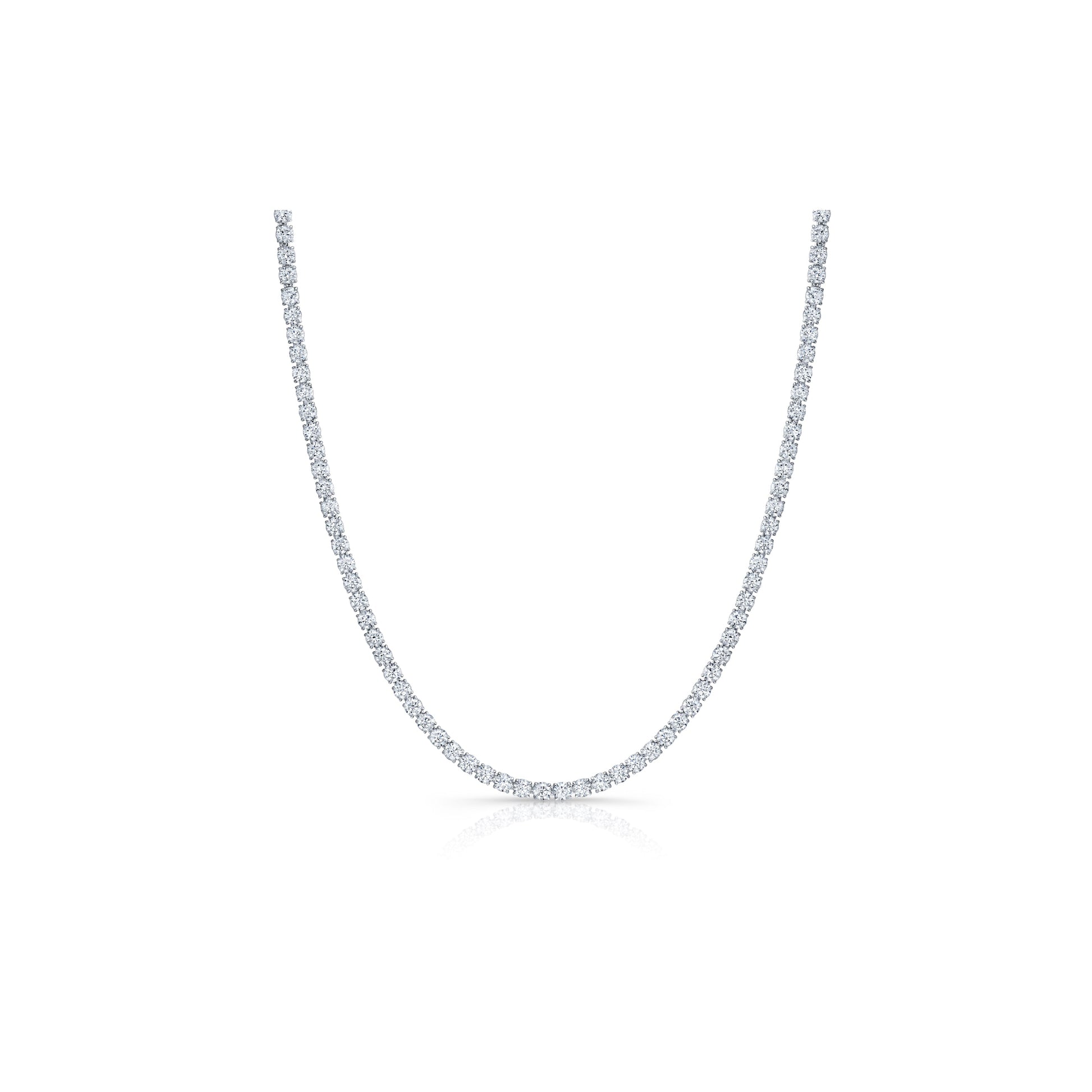 Olivia Round Brilliant Lab Diamond Tennis Necklace 18k White Gold Front View|Precious Metal:18k White Gold;Total Carat Weight:8 CTW,11 CTW,19 CTW,26 CTW,30 CTW