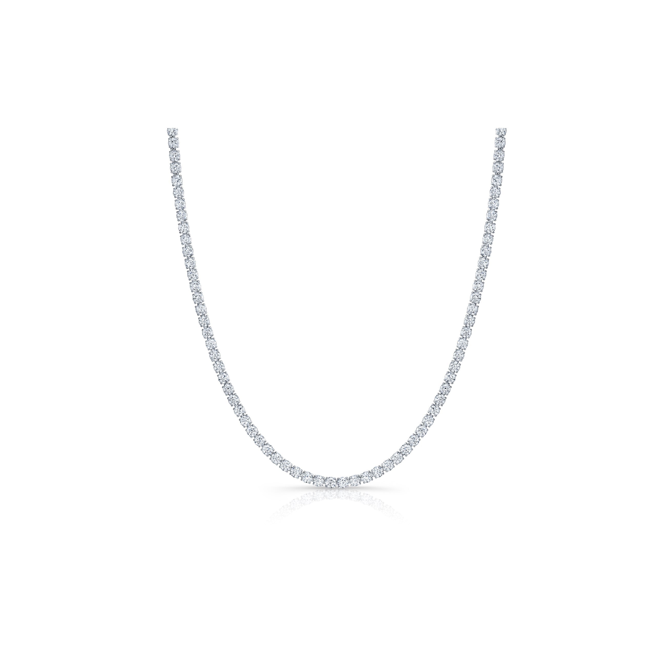 Olivia Round Brilliant Lab Diamond Tennis Necklace 18k White Gold Front View|Precious Metal:18k White Gold;Total Carat Weight:8 CTW,11 CTW,19 CTW,26 CTW,30 CTW