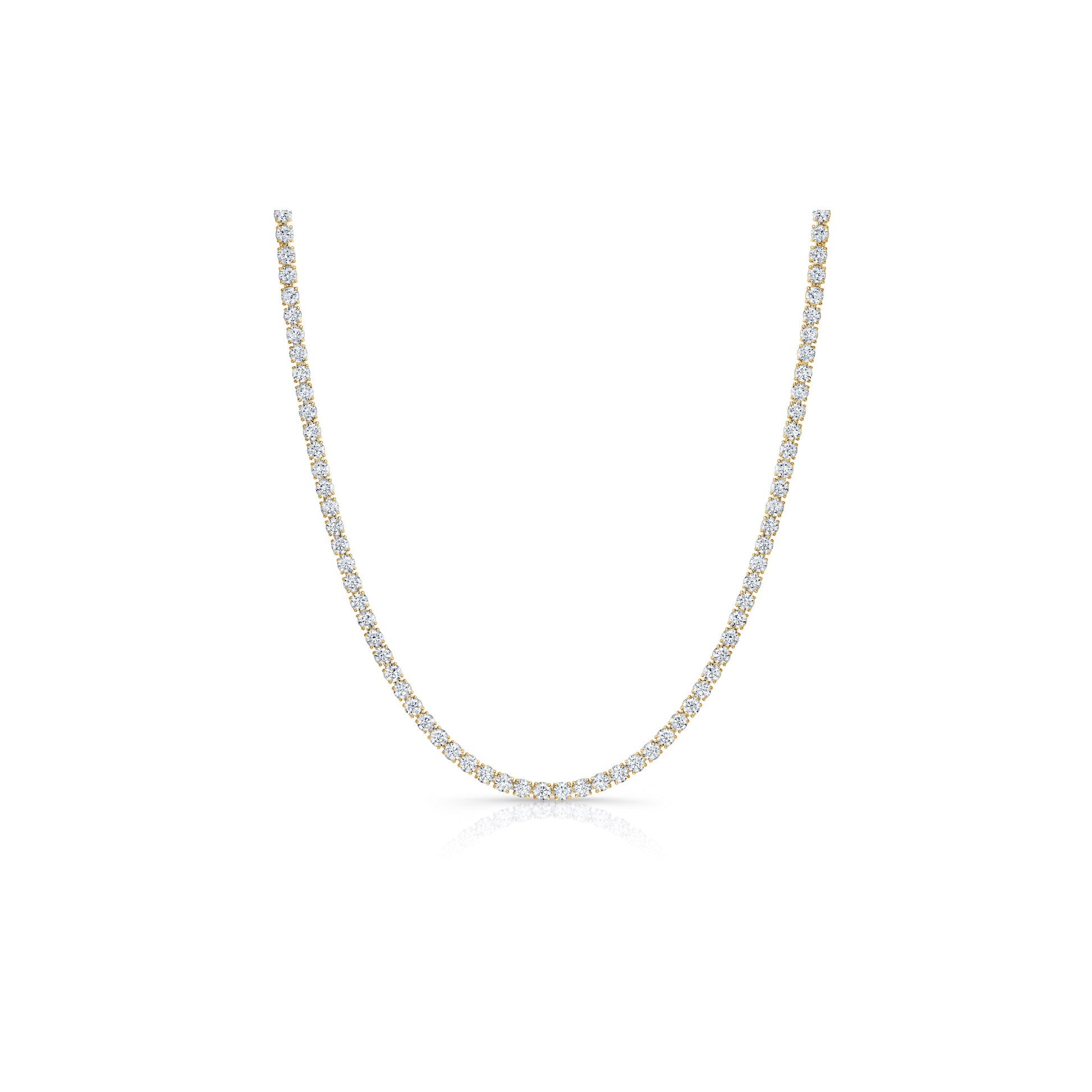 Olivia Round Brilliant Lab Diamond Tennis Necklace 18k Yellow Gold Front View|Precious Metal:18k Yellow Gold;Total Carat Weight:8 CTW,11 CTW,19 CTW,26 CTW,30 CTW