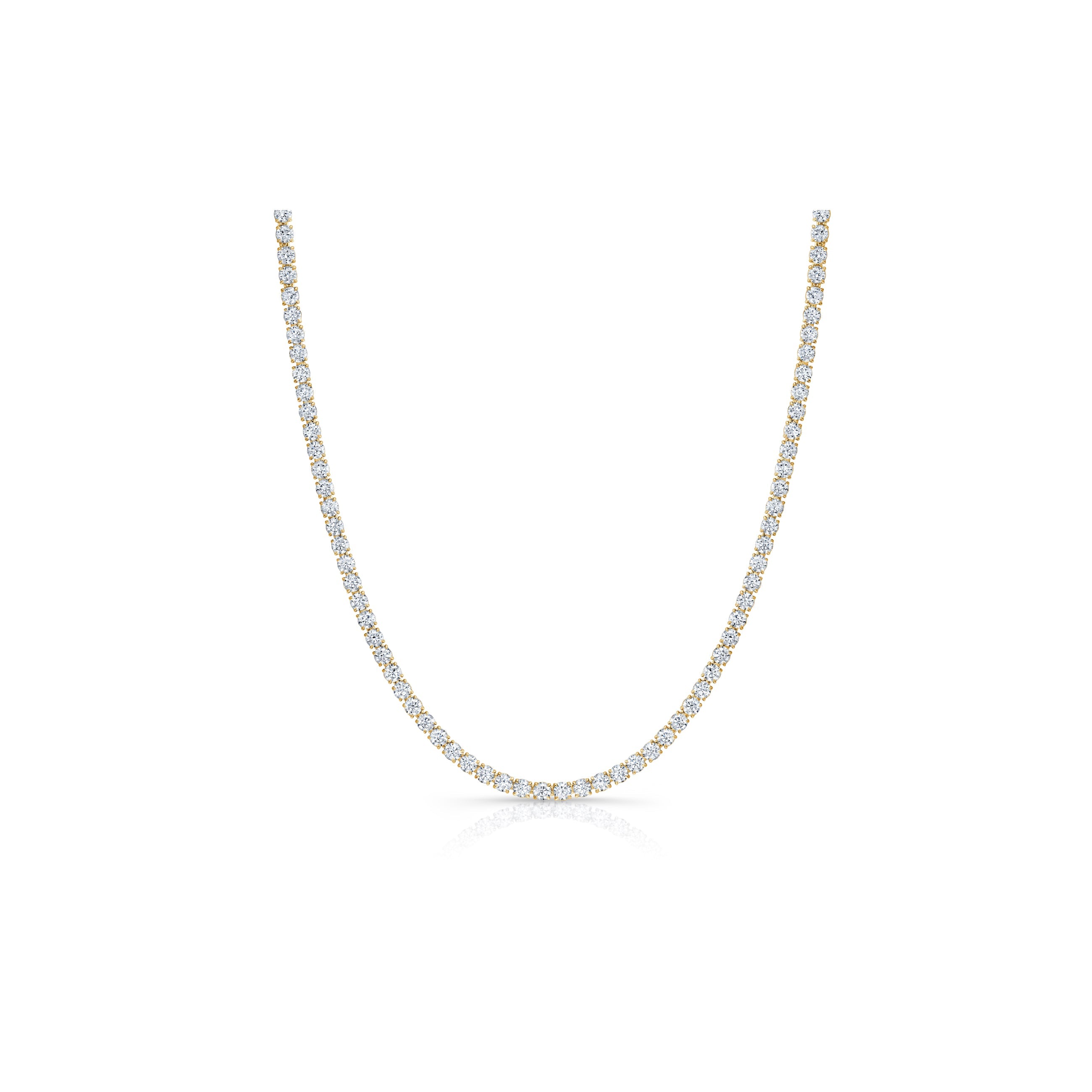 Olivia Round Brilliant Lab Diamond Tennis Necklace 18k Yellow Gold Front View|Precious Metal:18k Yellow Gold;Total Carat Weight:8 CTW,11 CTW,19 CTW,26 CTW,30 CTW