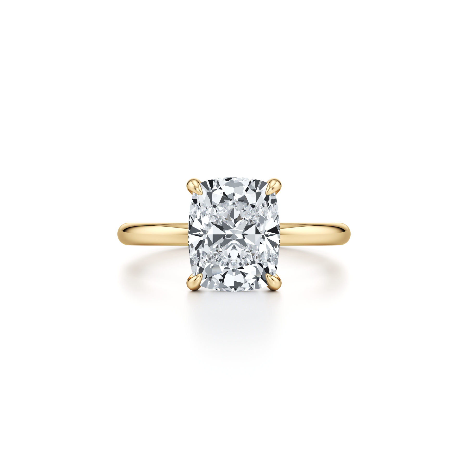 Precious Metal:18k Yellow Gold;Cut Shape:Cushion