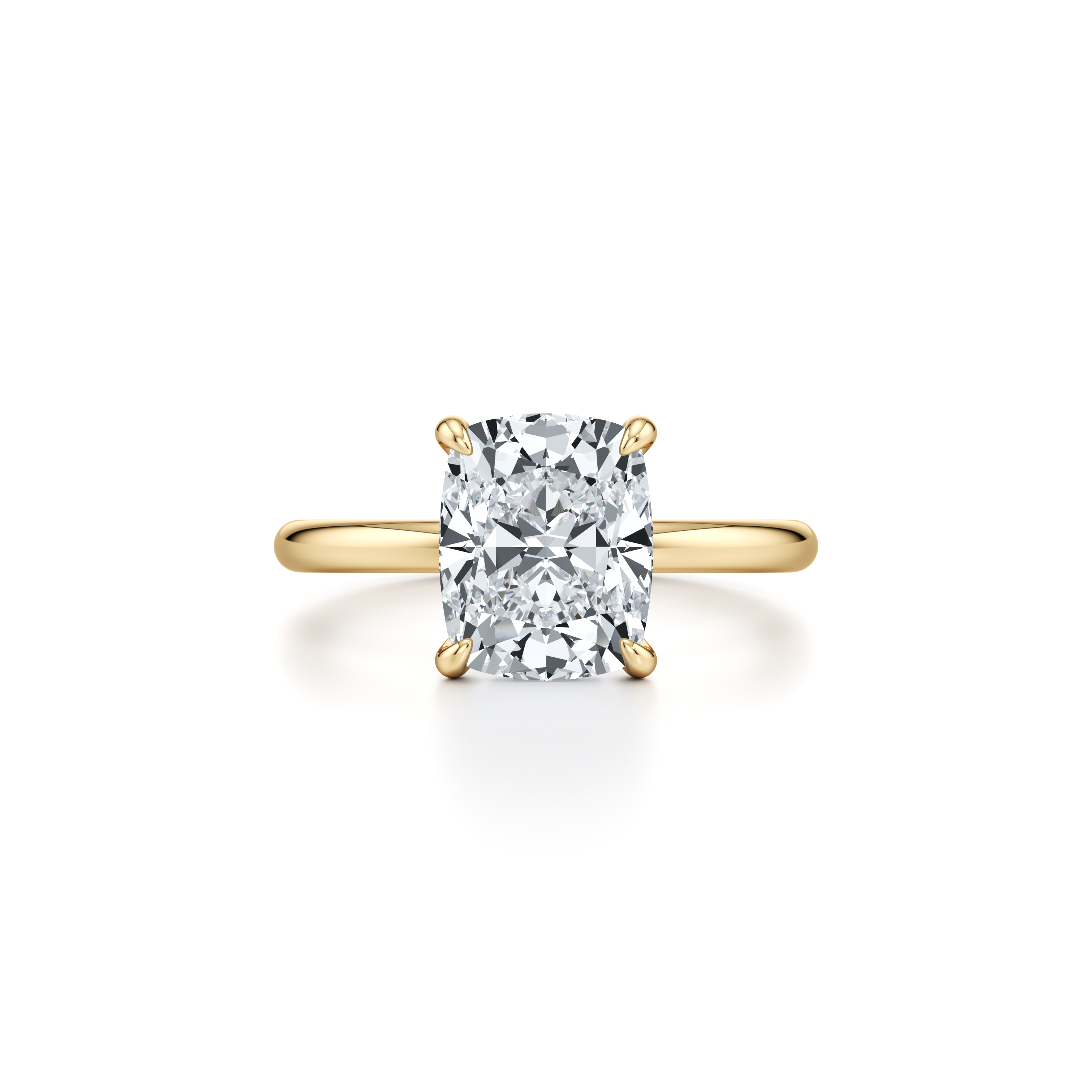Precious Metal:18k Yellow Gold;Cut Shape:Cushion