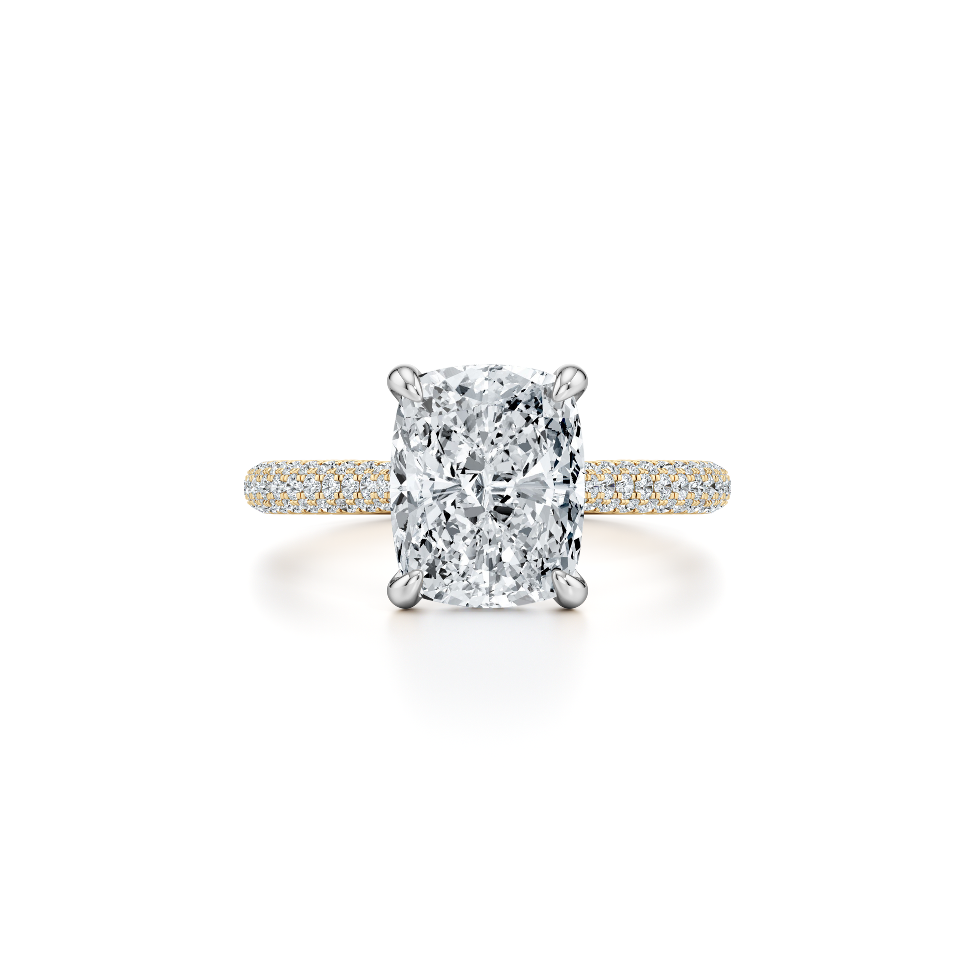 Precious Metal:18k Yellow Gold and Platinum;Cut Shape:Elongated Cushion