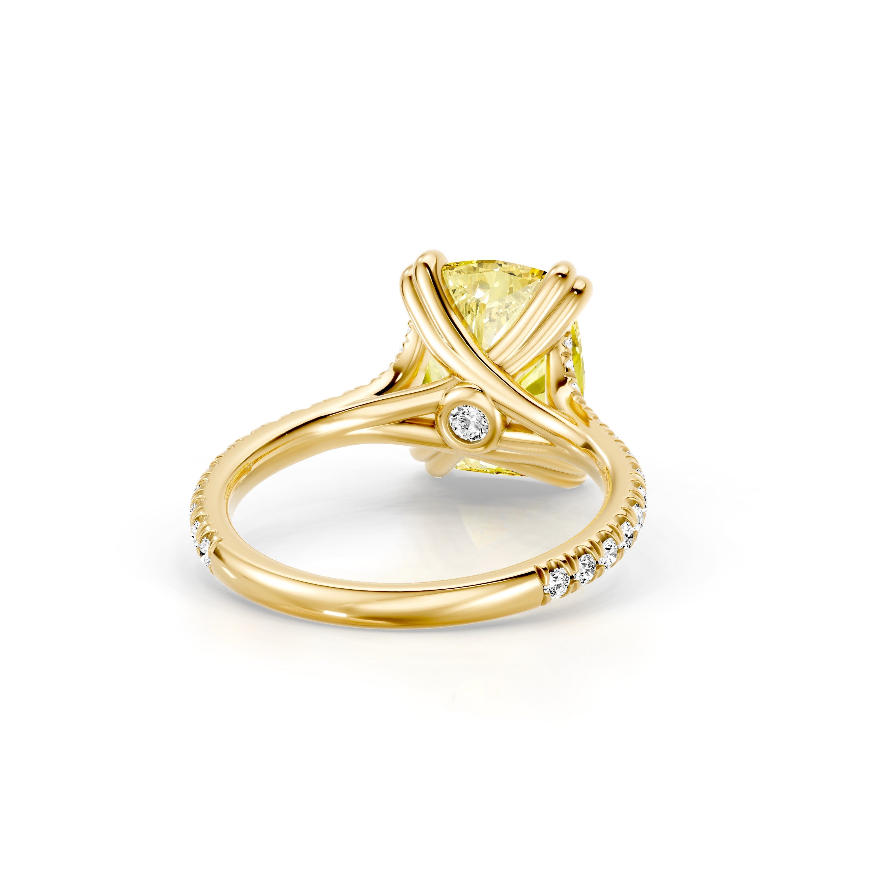 Elle Elongated Cushion Solitaire Lab Yellow Diamond Engagement Ring
