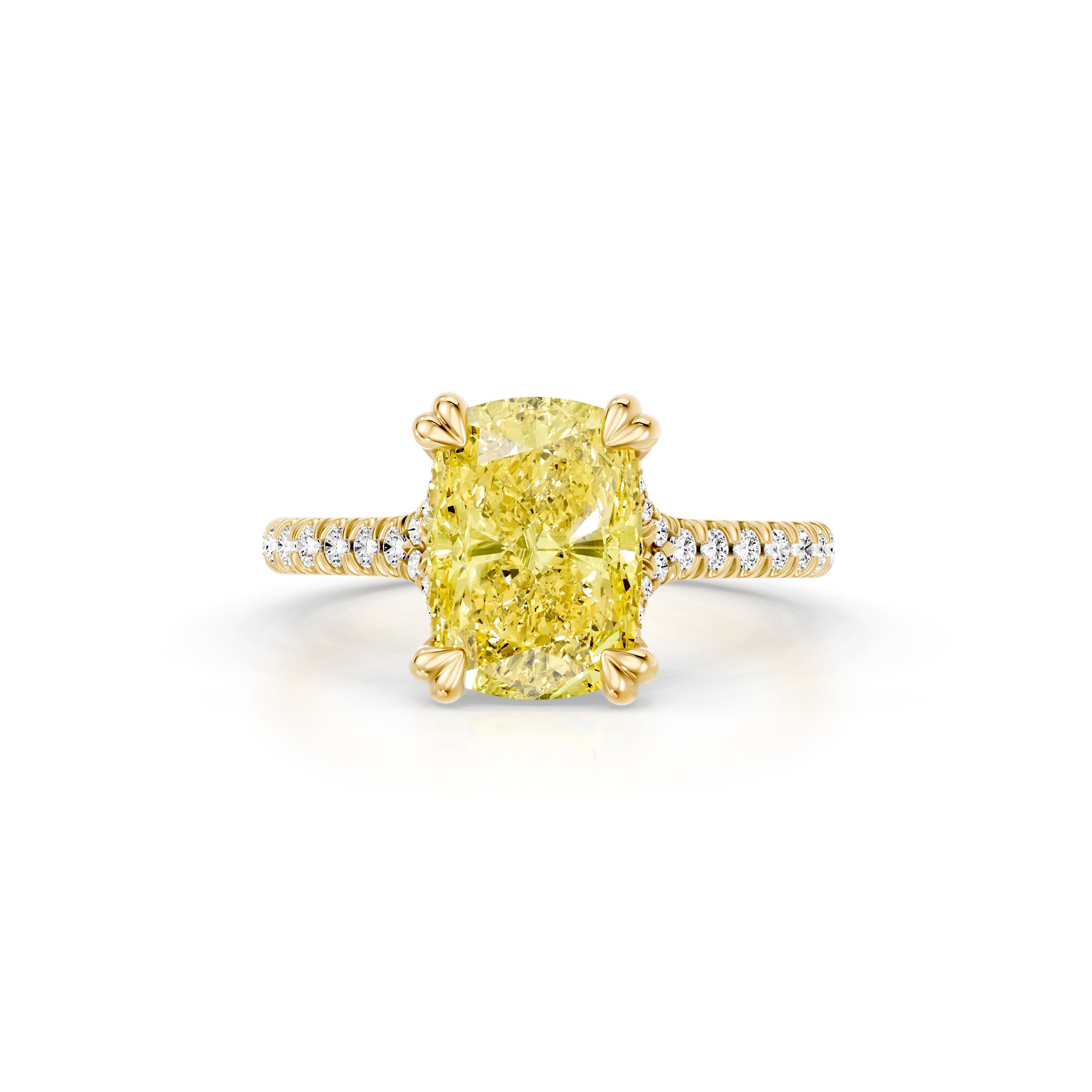 Precious Metal:18k Yellow Gold;Cut Shape:Elongated Cushion
