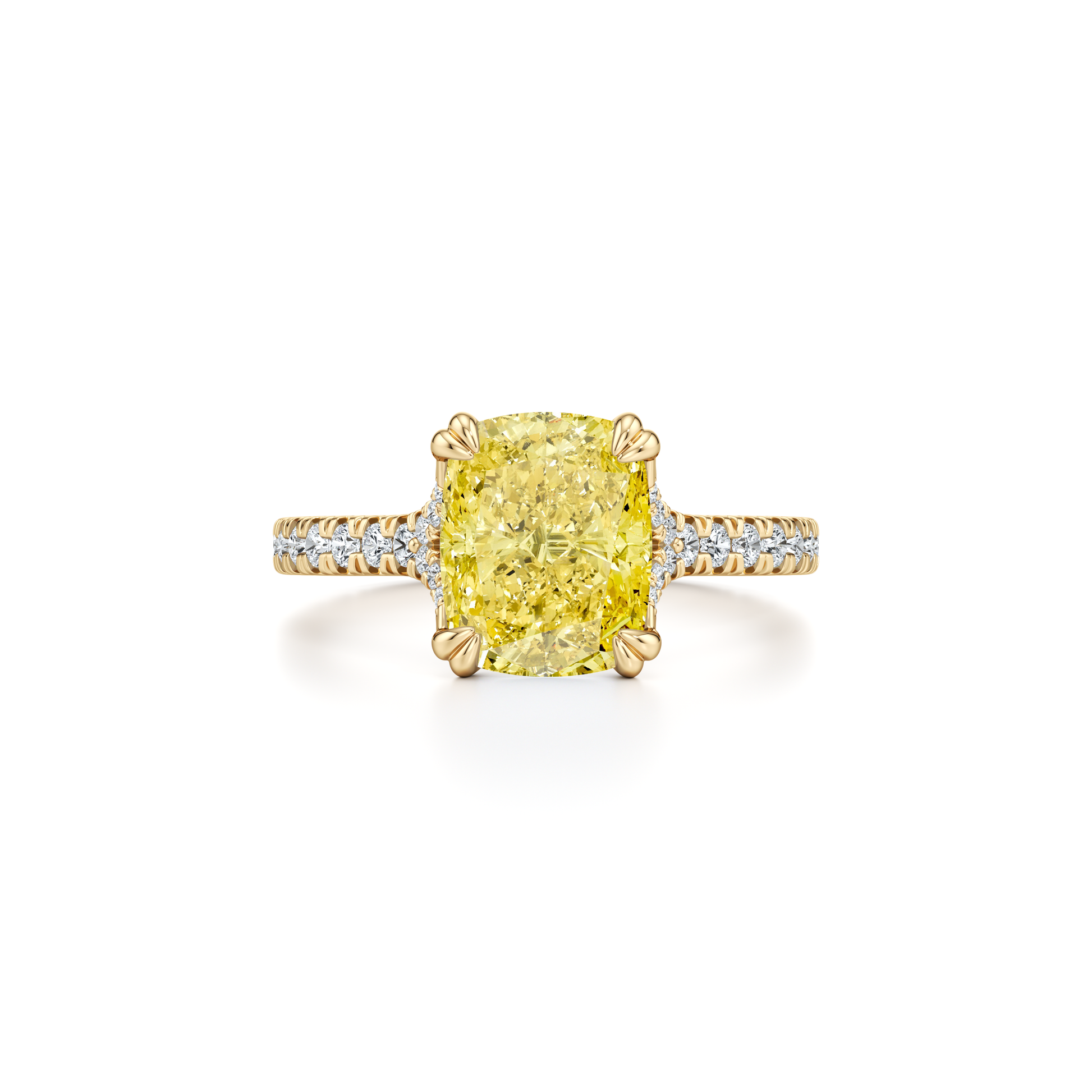 Precious Metal:18k Yellow Gold;Cut Shape:Elongated Cushion