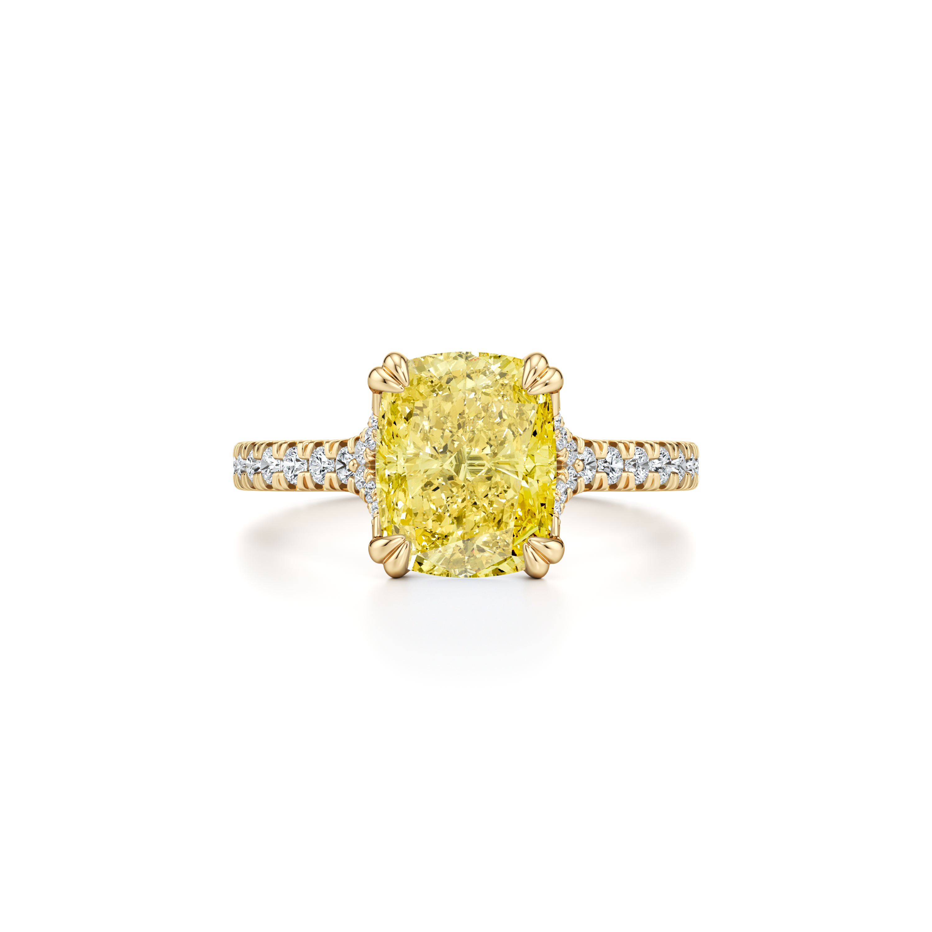 Precious Metal:18k Yellow Gold;Cut Shape:Elongated Cushion