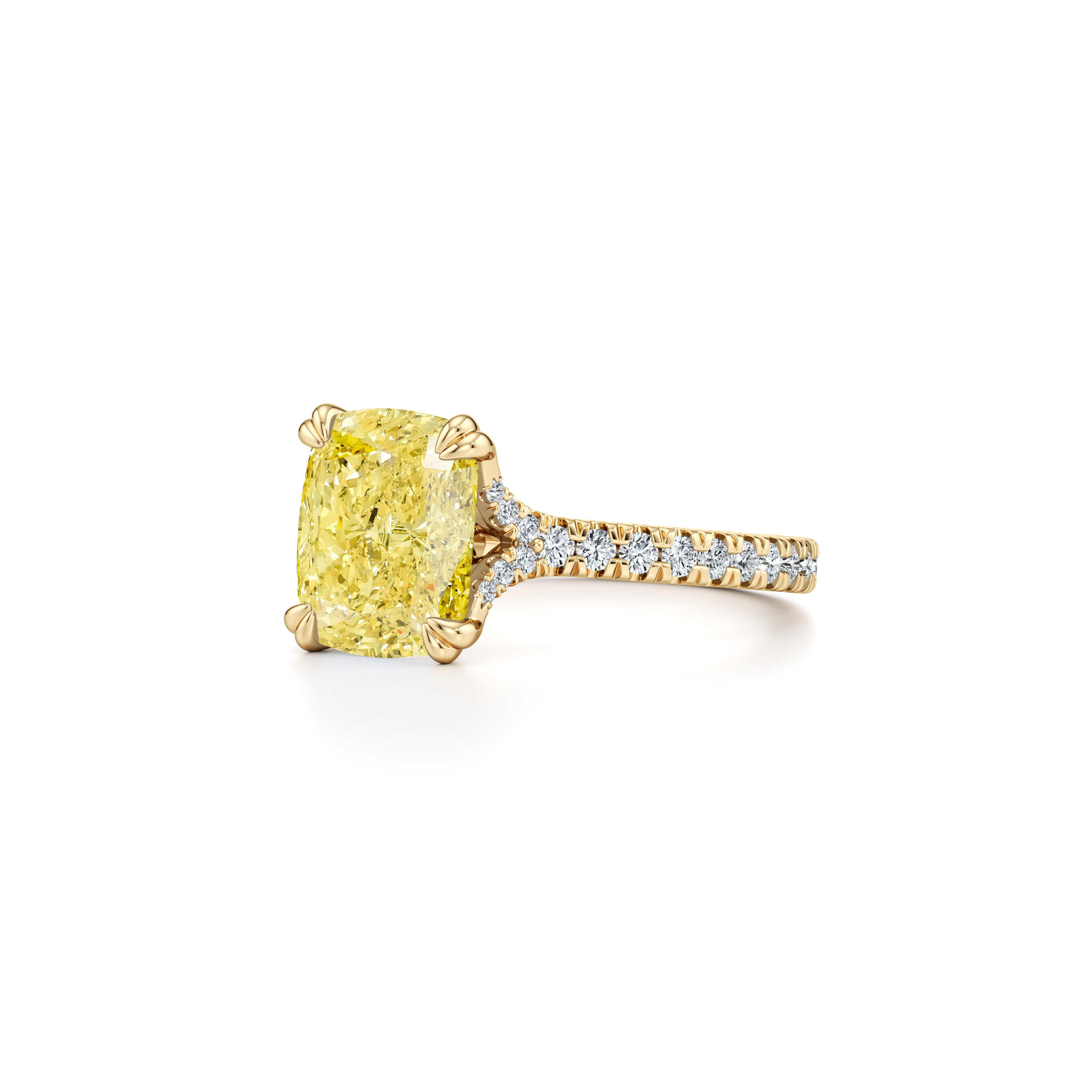 Elle Elongated Cushion Cut Solitaire Yellow Diamond Engagement Ring