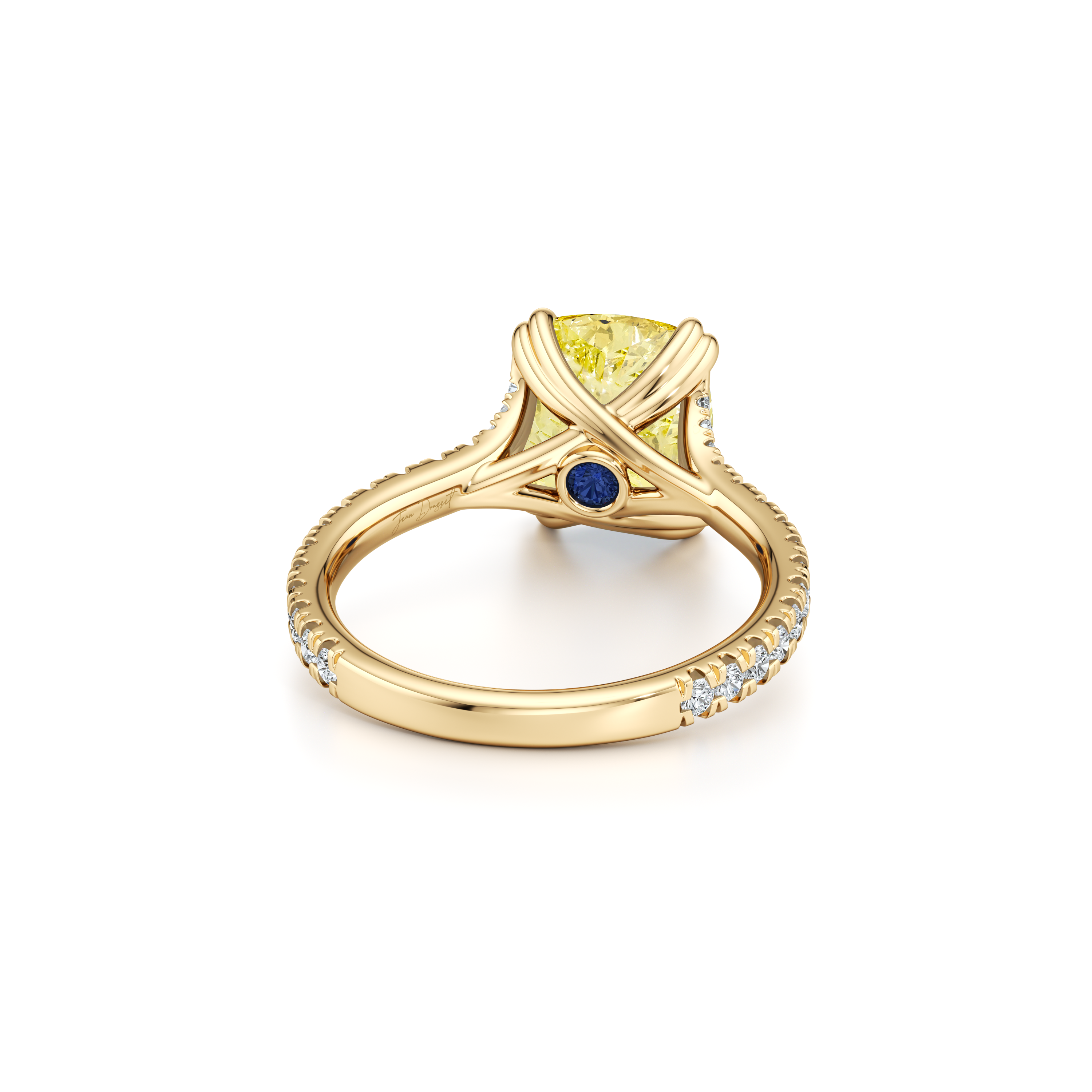 Elle Elongated Cushion Cut Solitaire Yellow Diamond Engagement Ring