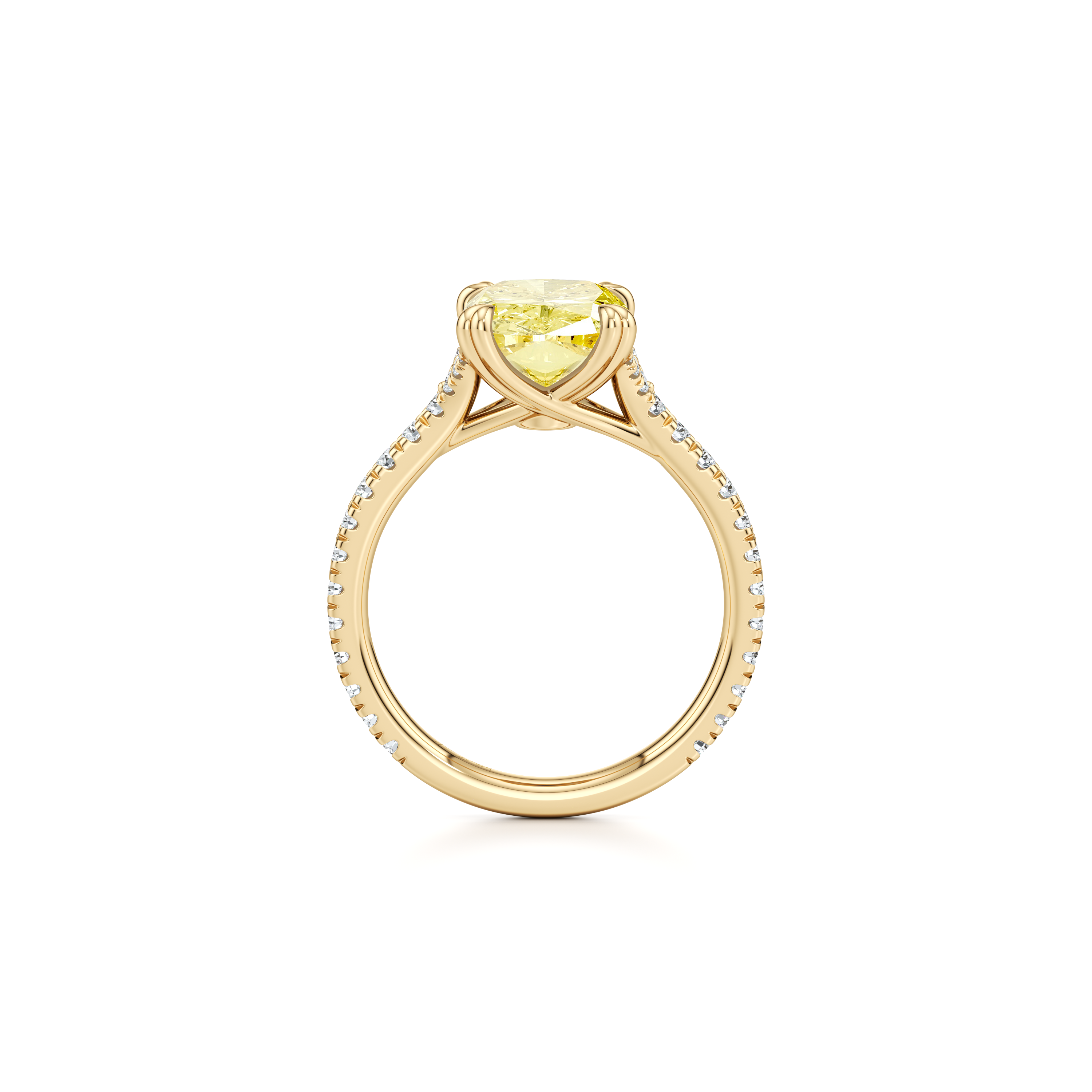 Elle Elongated Cushion Cut Solitaire Yellow Diamond Engagement Ring
