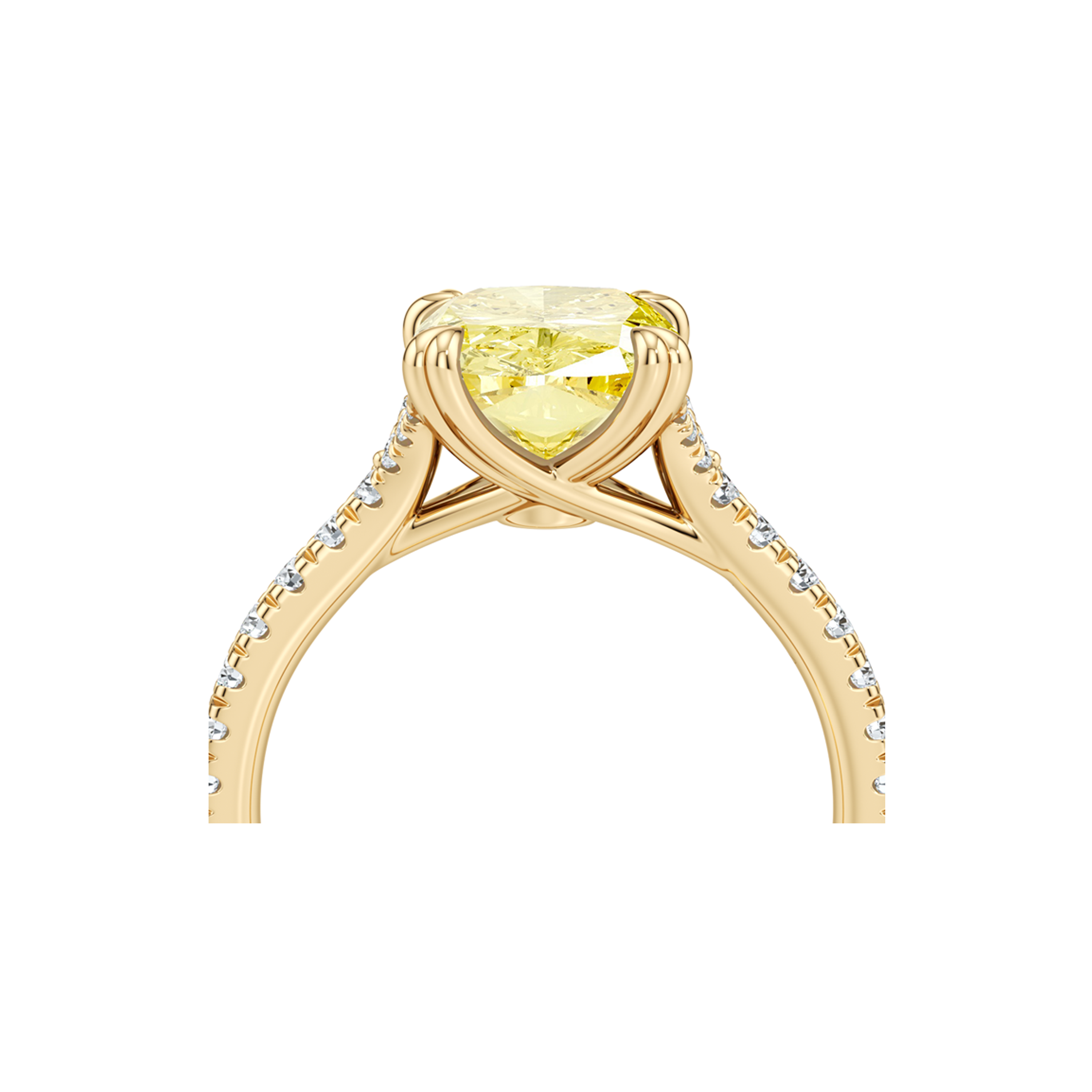 Elle Elongated Cushion Cut Solitaire Yellow Diamond Engagement Ring