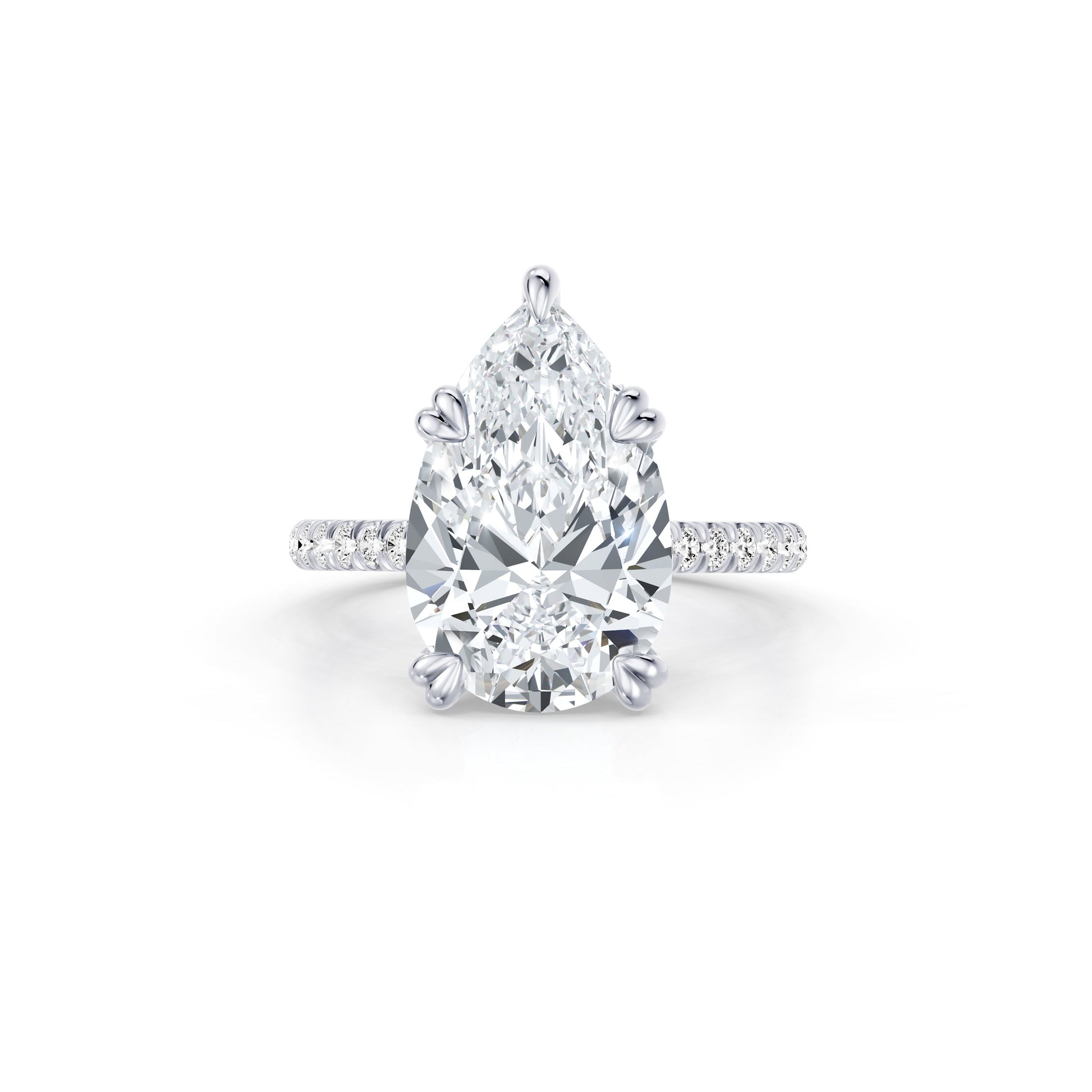 Precious Metal:18k White Gold;Cut Shape:Pear