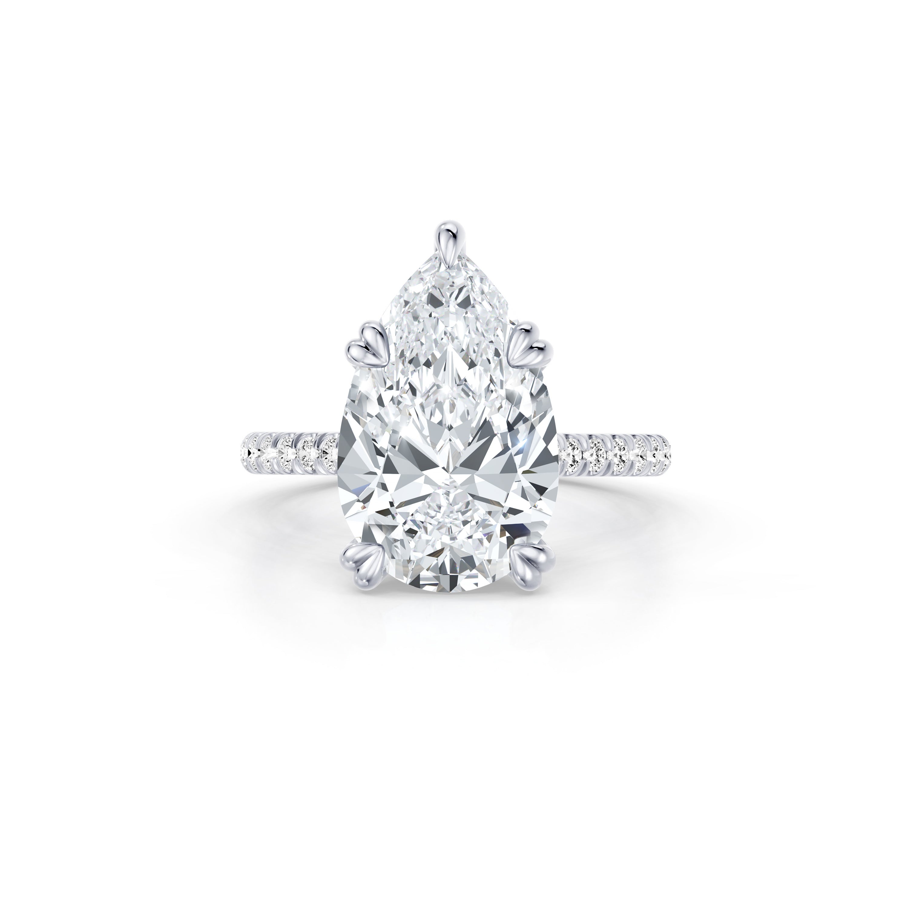 Precious Metal:18k White Gold;Cut Shape:Pear