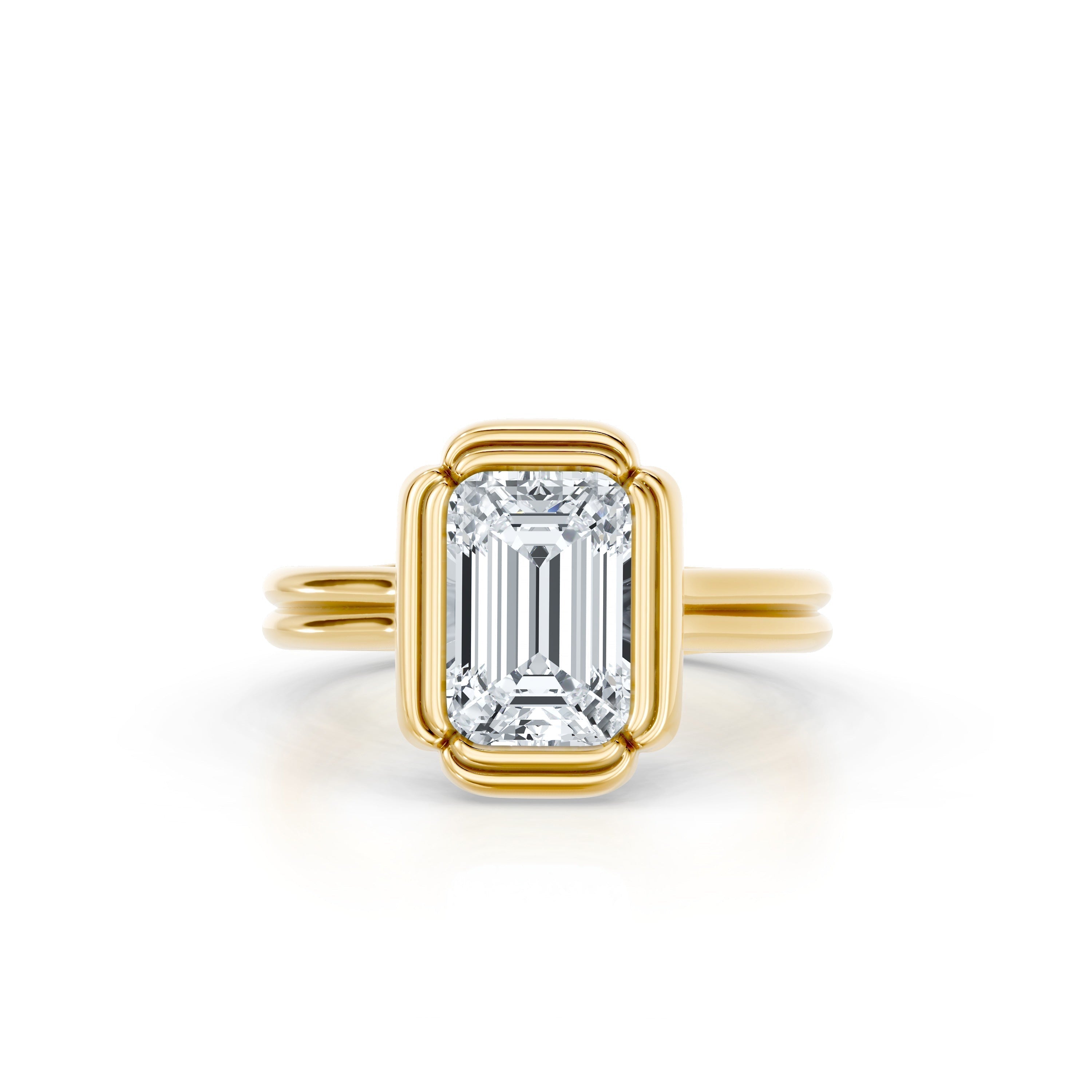 Precious Metal:18k Yellow Gold;Cut Shape:Emerald