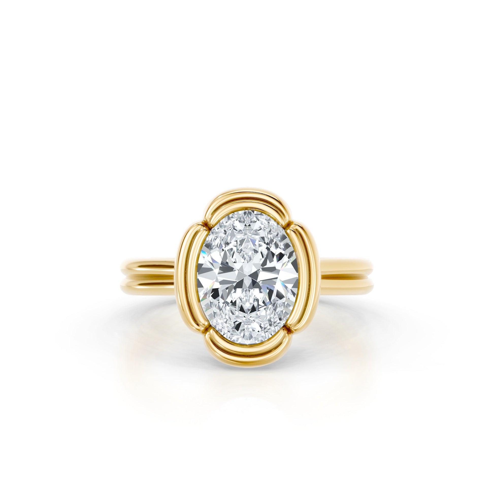 Precious Metal:18k Yellow Gold;Cut Shape:Oval