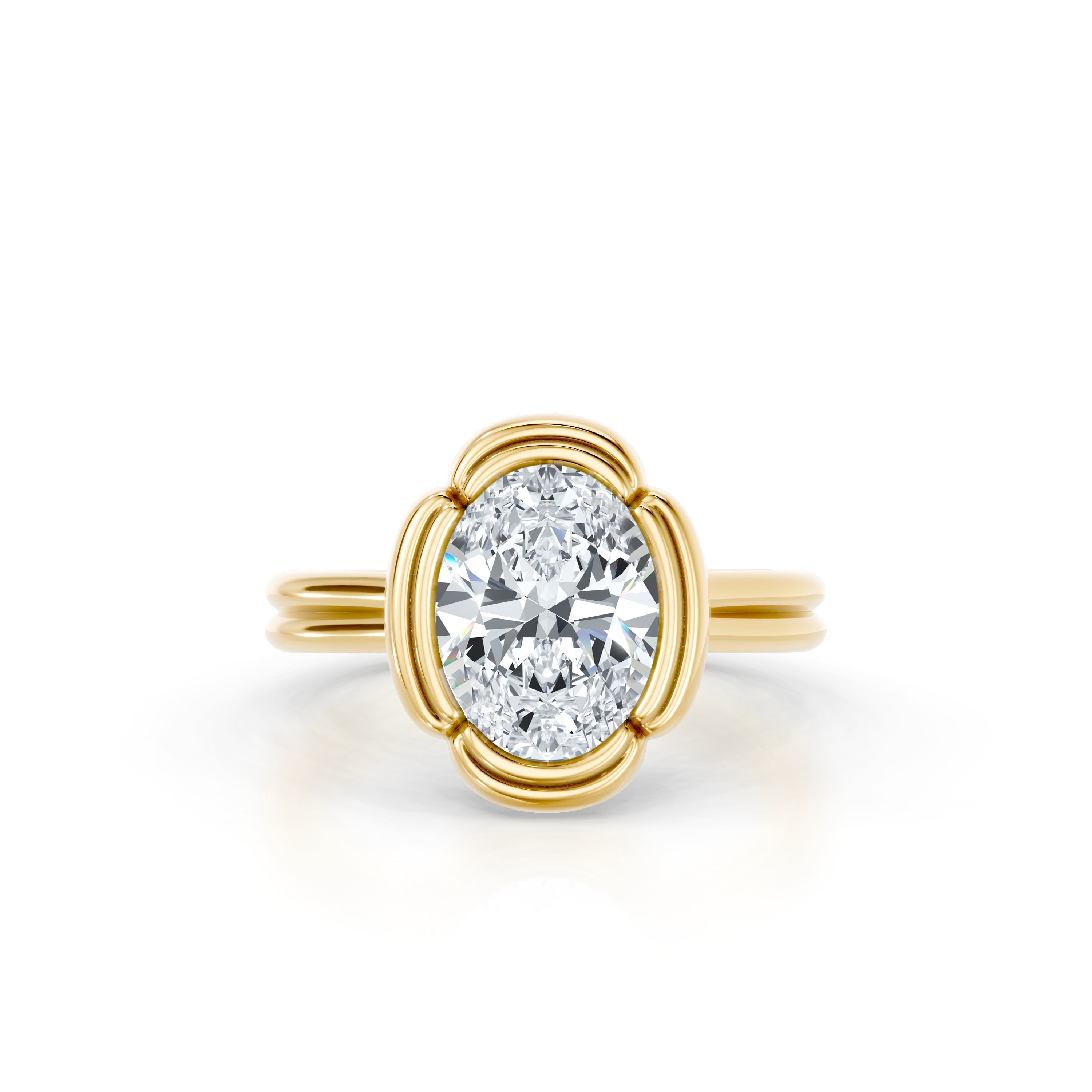 Precious Metal:18k Yellow Gold;Cut Shape:Oval
