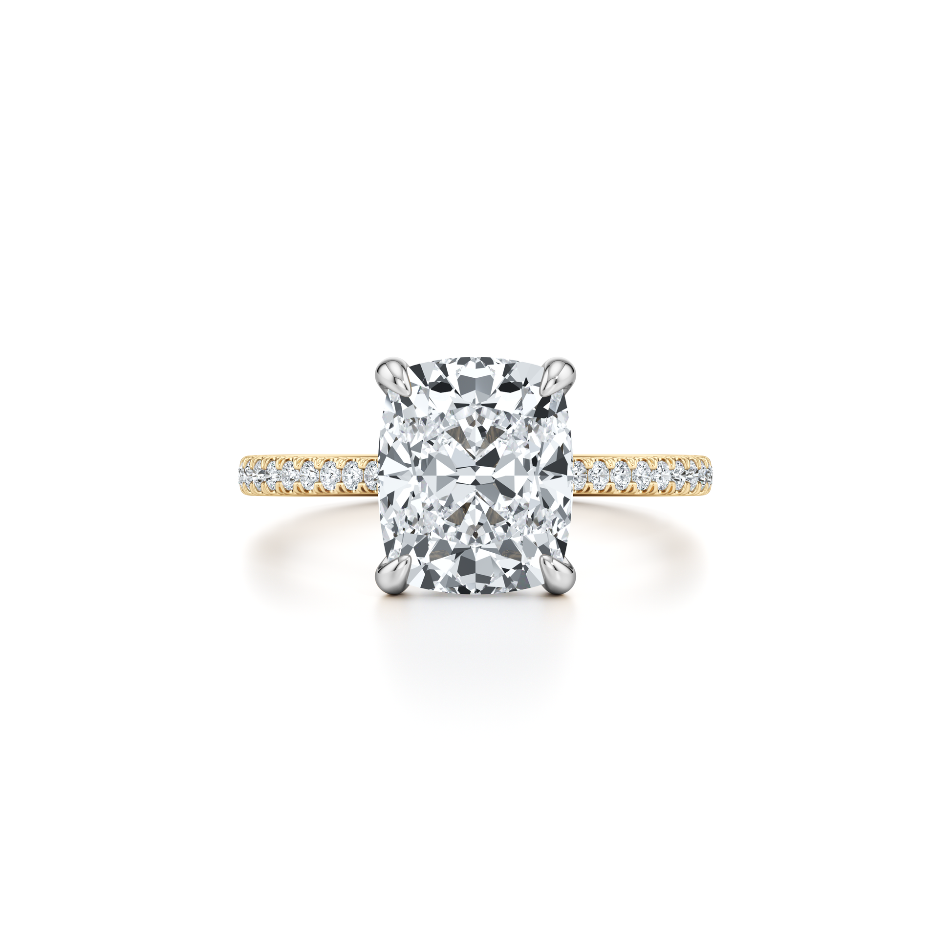 Precious Metal:18k Yellow Gold and Platinum;Cut Shape:Antique Cushion