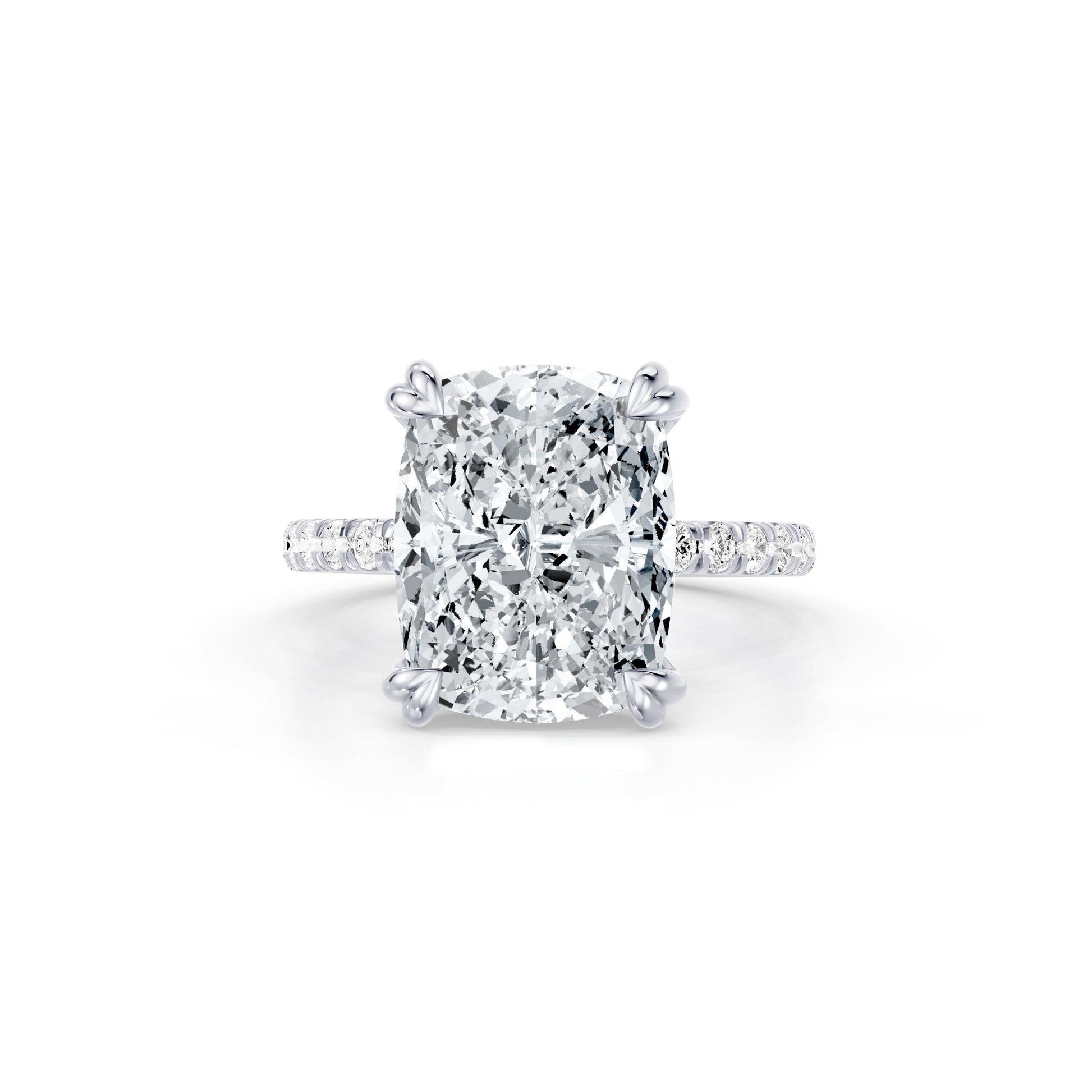 Precious Metal:18k White Gold;Cut Shape:Elongated Cushion