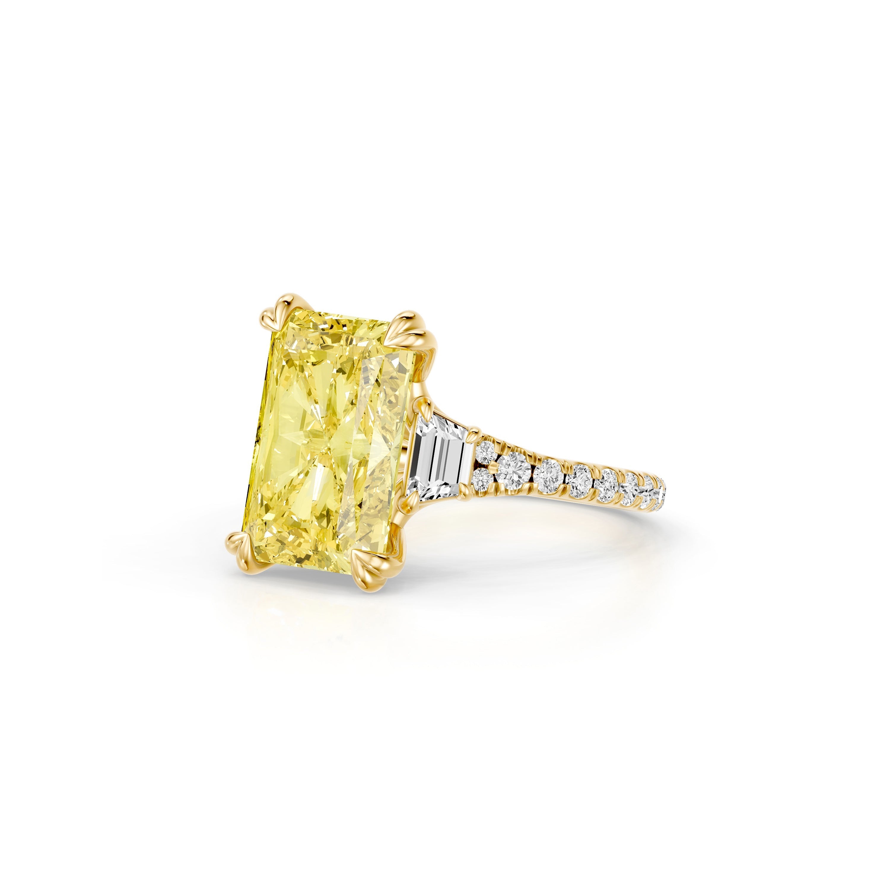 High Jewelry | Jane Radiant Yellow Diamond Three Stone Engagement Ring