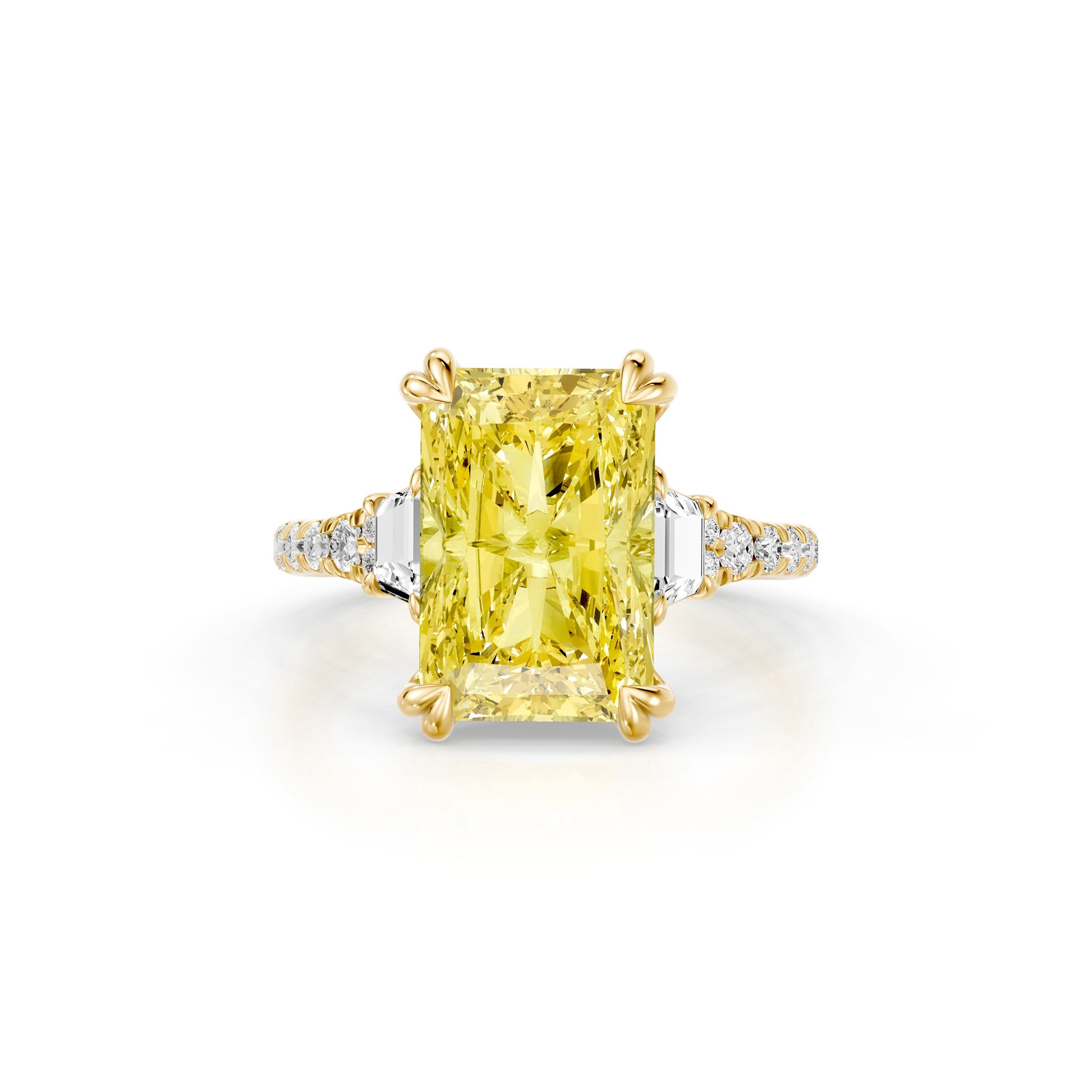 High Jewelry | Jane Radiant Yellow Diamond Three Stone Engagement Ring