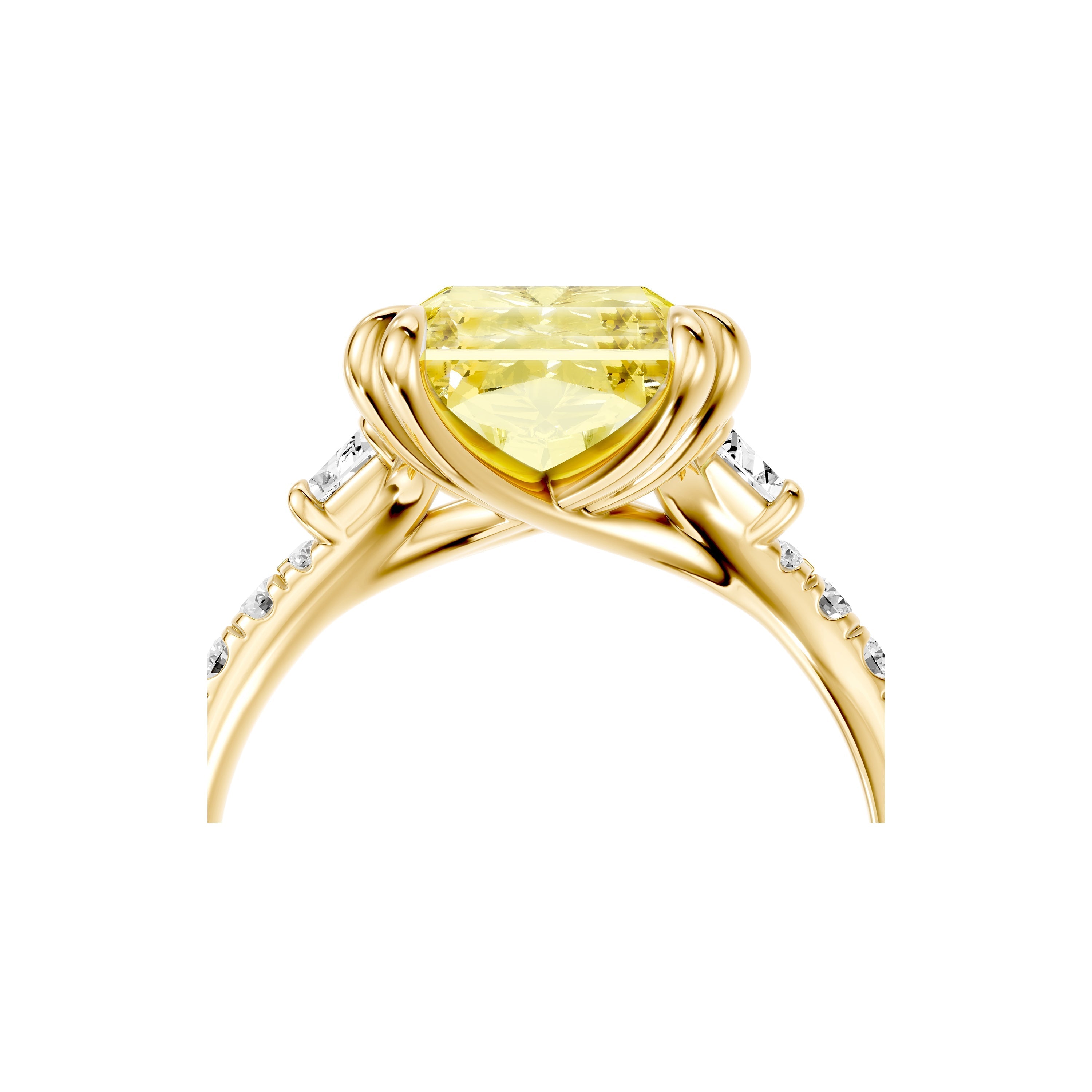 High Jewelry | Jane Radiant Yellow Diamond Three Stone Engagement Ring