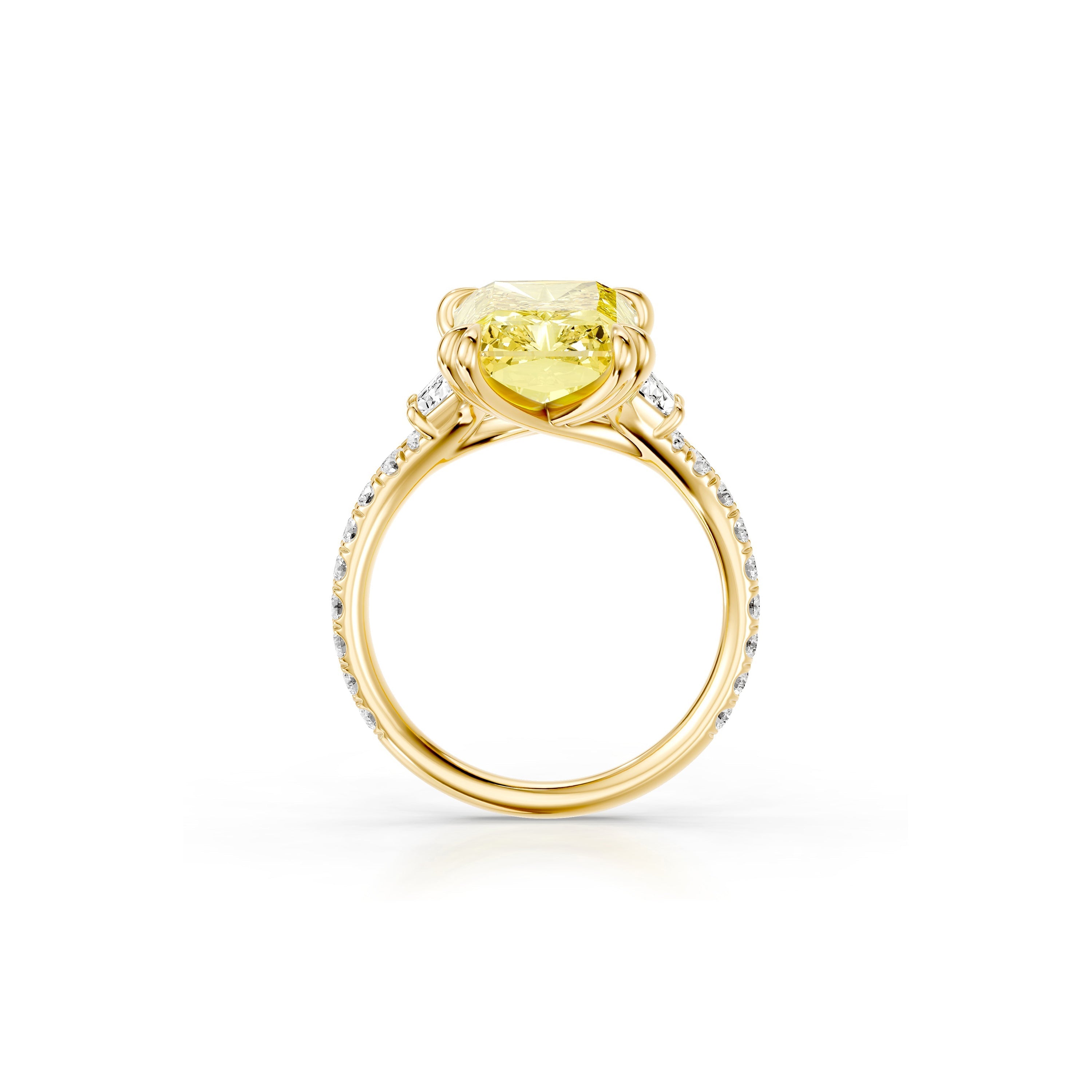 High Jewelry | Jane Radiant Yellow Diamond Three Stone Engagement Ring