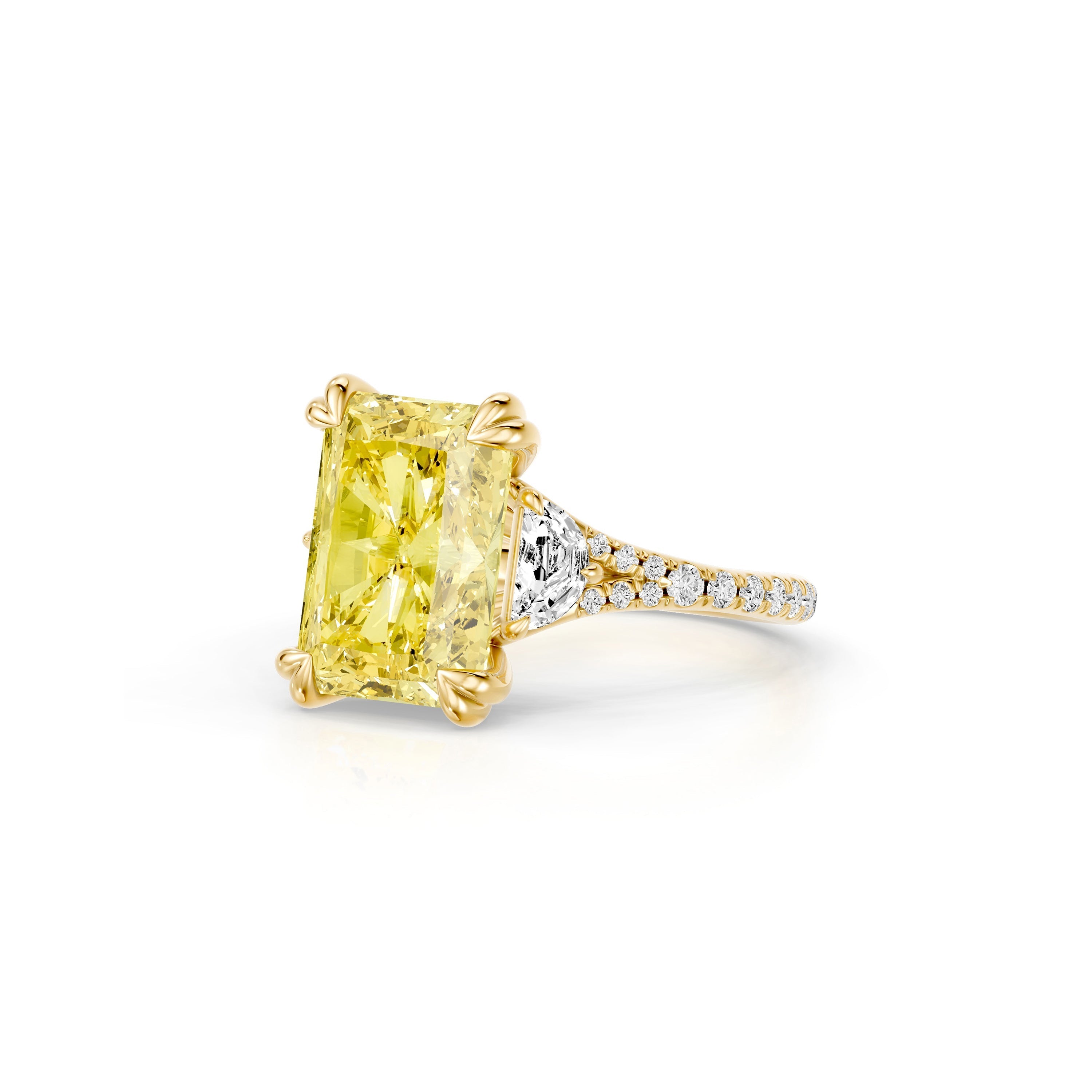 High Jewelry | Jane Radiant Yellow Diamond Three Stone Engagement Ring