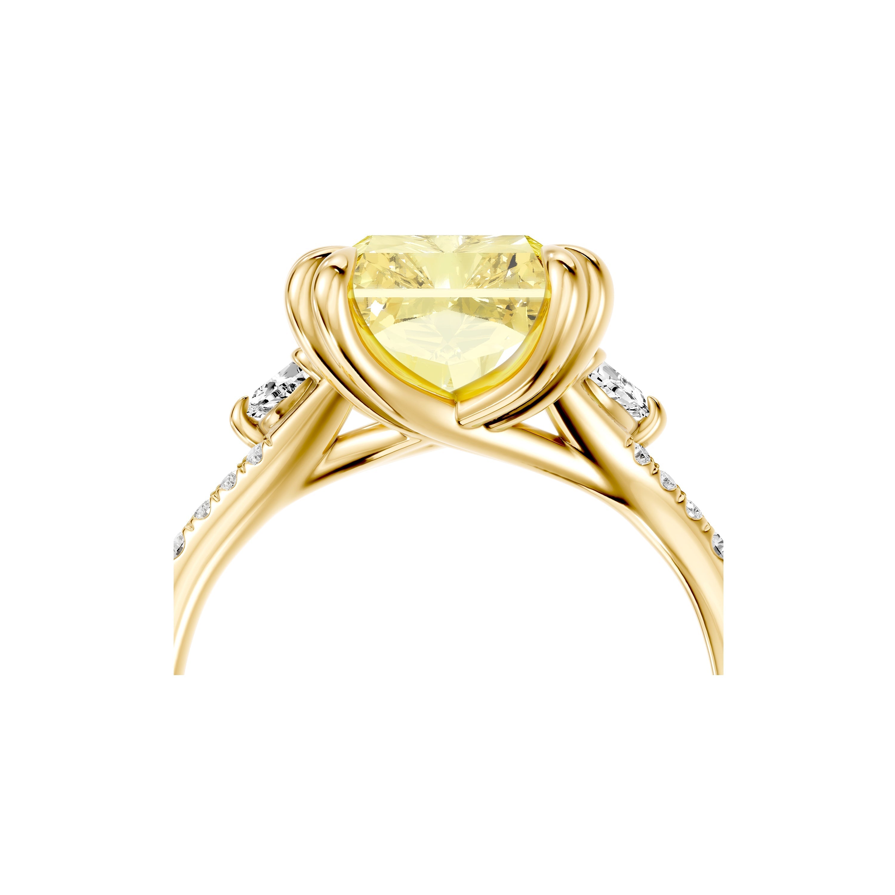 High Jewelry | Jane Radiant Yellow Diamond Three Stone Engagement Ring