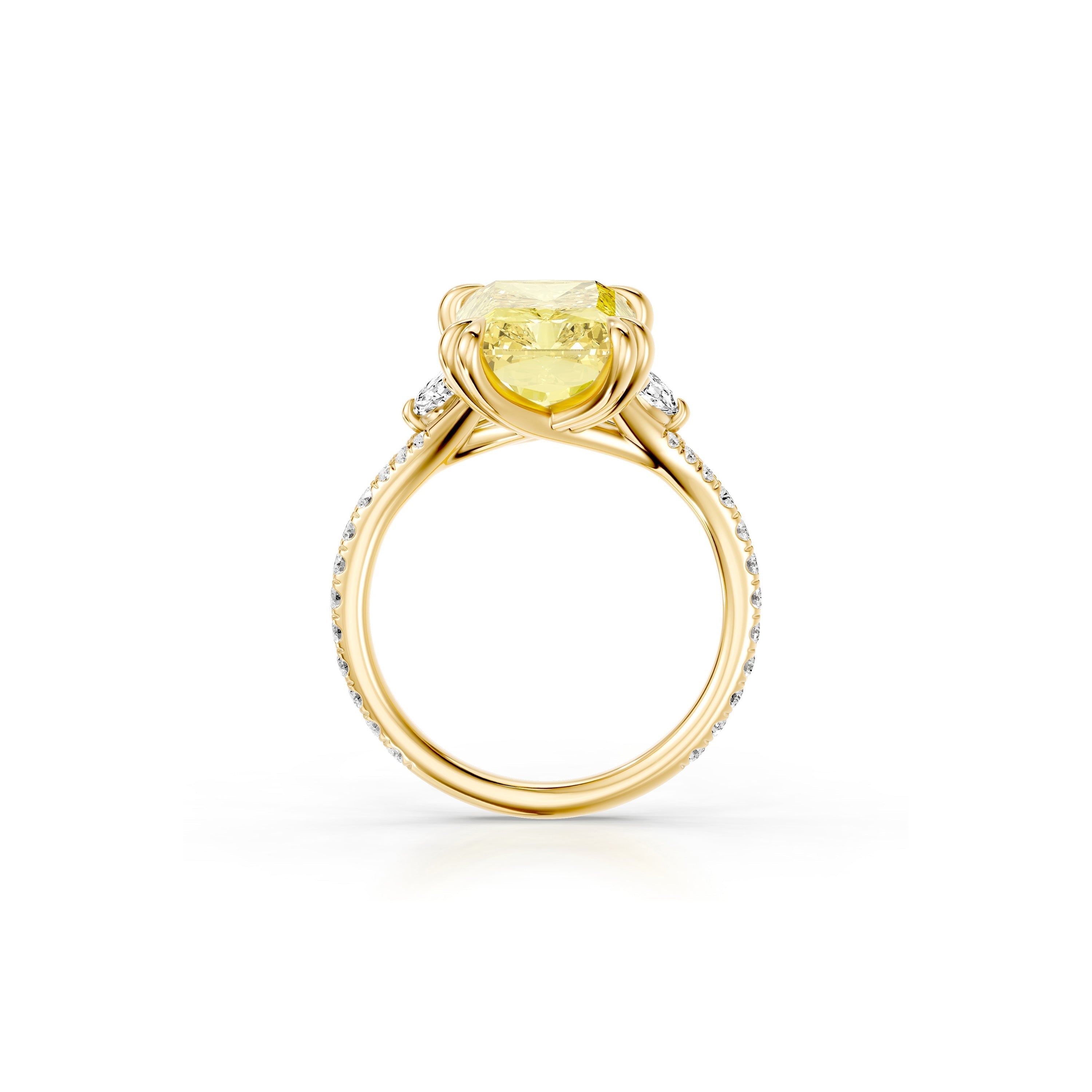 High Jewelry | Jane Radiant Yellow Diamond Three Stone Engagement Ring