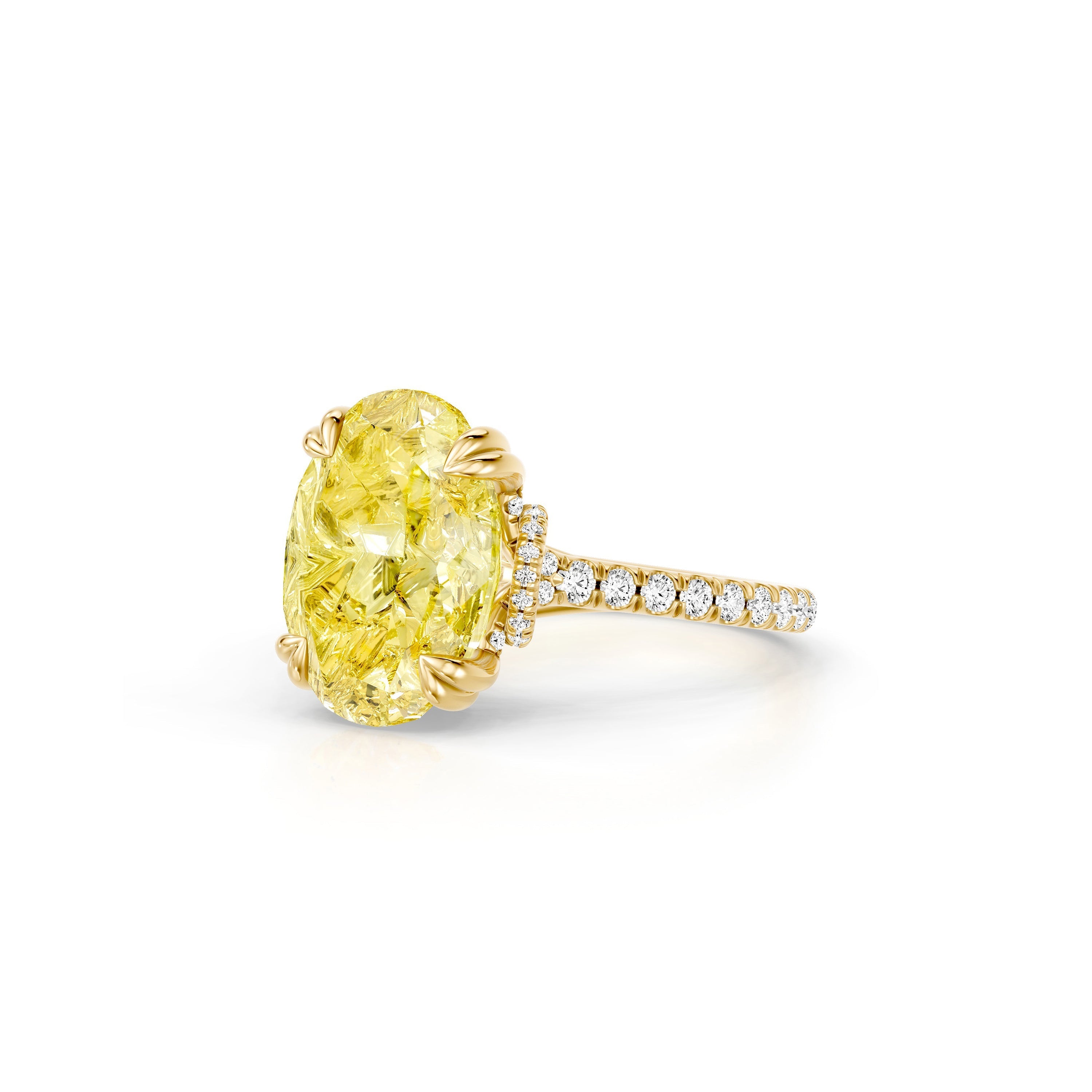 High Jewelry | Nathalie Oval Cut Yellow Diamond Solitaire Engagement Ring